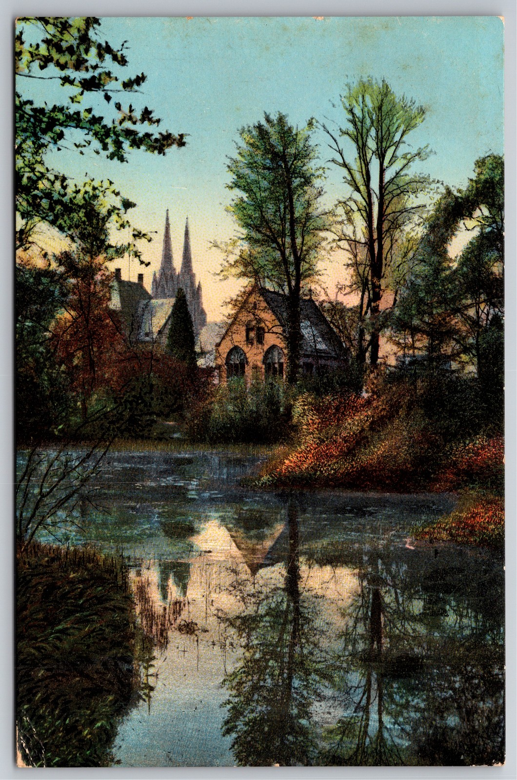 Partie Im Botanischen Garten Mit Blick Auf Elisabethkirche Vintage Postcard