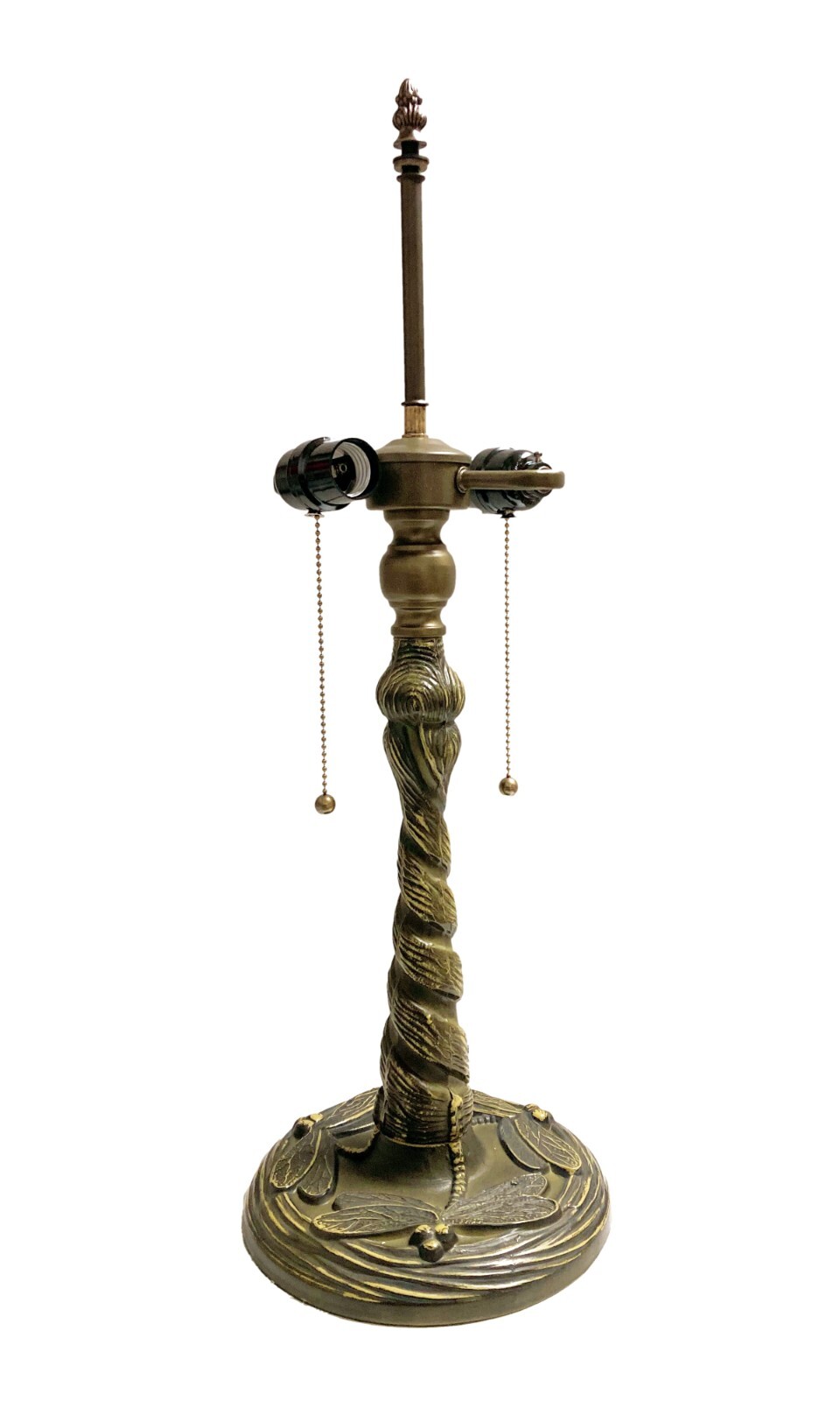 Tiffany Lamp Base-DRAGONFLY Design-Replacement Base Only, 2-Light Pull Chain-Brz Tiffany Lamp Base-DRAGONFLY Design-Replacement Base Only, 2-Light Pull Chain-Brz