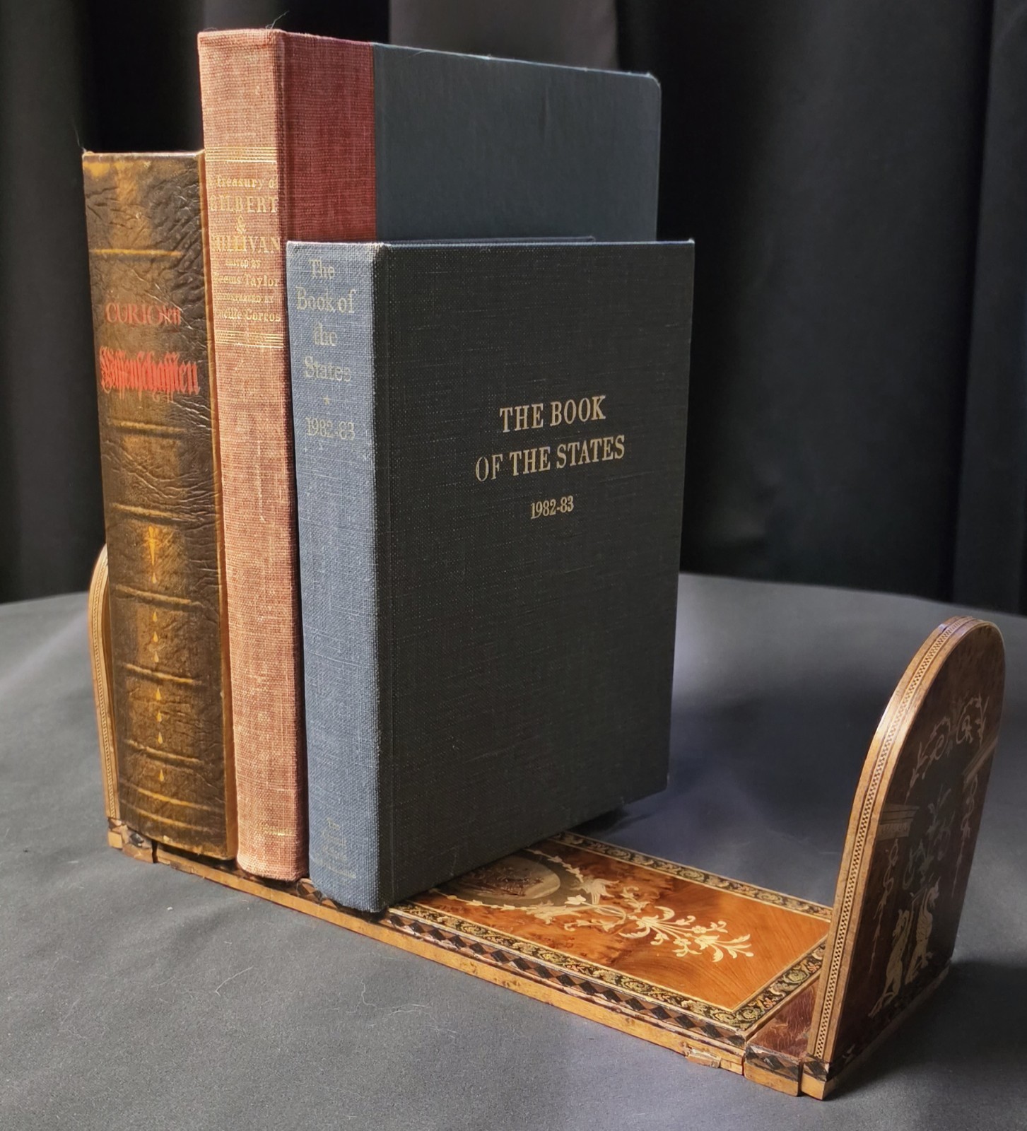 Antique 19thC Italian Sorrento Ware Expanding Book Slide Marquetry Olive Wood