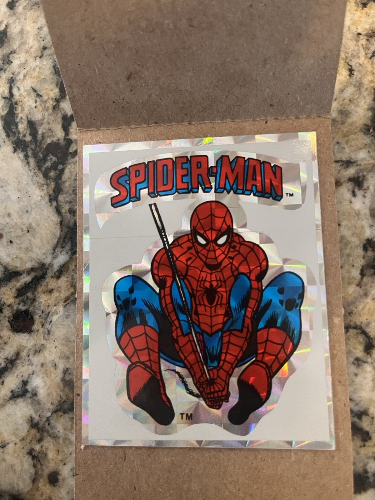  VINTAGE 1980\'S SPIDER-MAN FOIL PRISM VENDING MACHINE STICKER BLANK BACK UNUSED 