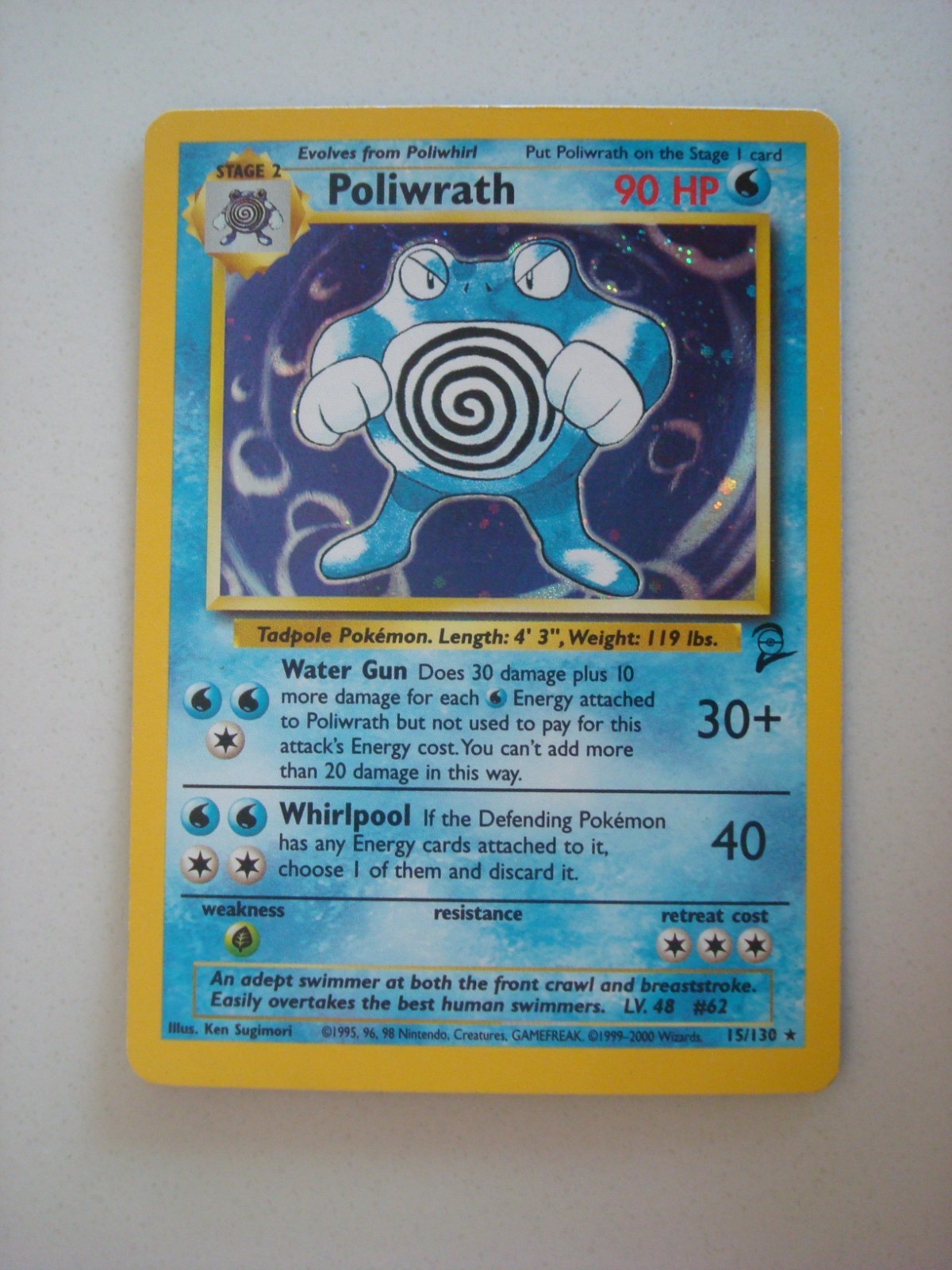 Pokemon TCG Poliwrath 15/130 Base Set 2 Holo Rare Holo 90 HP English 1999 Pokemon TCG Poliwrath 15/130 Base Set 2 Holo Rare Holo 90 HP English 1999