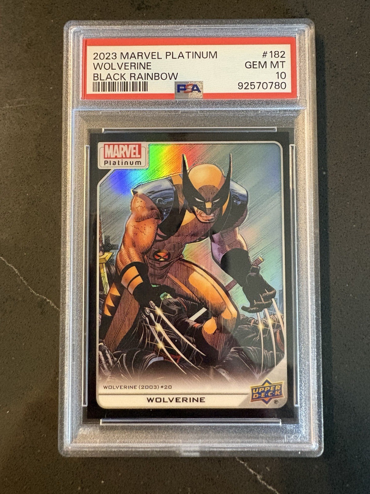 2023 Marvel Platinum Wolverine #182 Black Rainbow Refractor PSA 10 2023 Marvel Platinum Wolverine #182 Black Rainbow Refractor PSA 10
