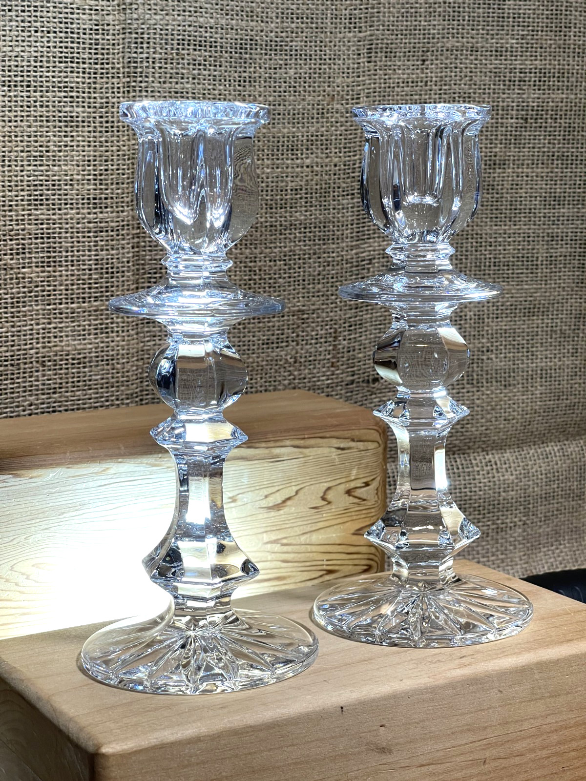 Beautiful Pair / Vintage 24% Lead Crystal Tulip Candlestick Holders 8 Beautiful Pair / Vintage 24% Lead Crystal Tulip Candlestick Holders 8