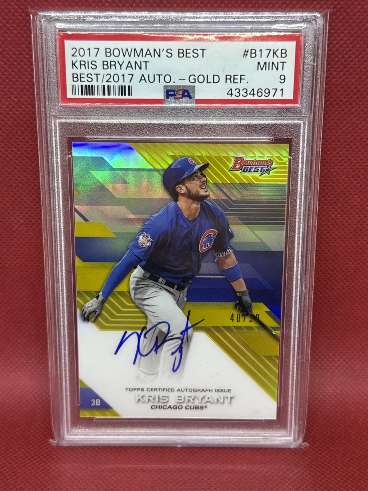 2017 Bowmans Best Gold /50 Kris Bryant Auto Cubs PSA 10 2017 Bowmans Best Gold /50 Kris Bryant Auto Cubs PSA 10