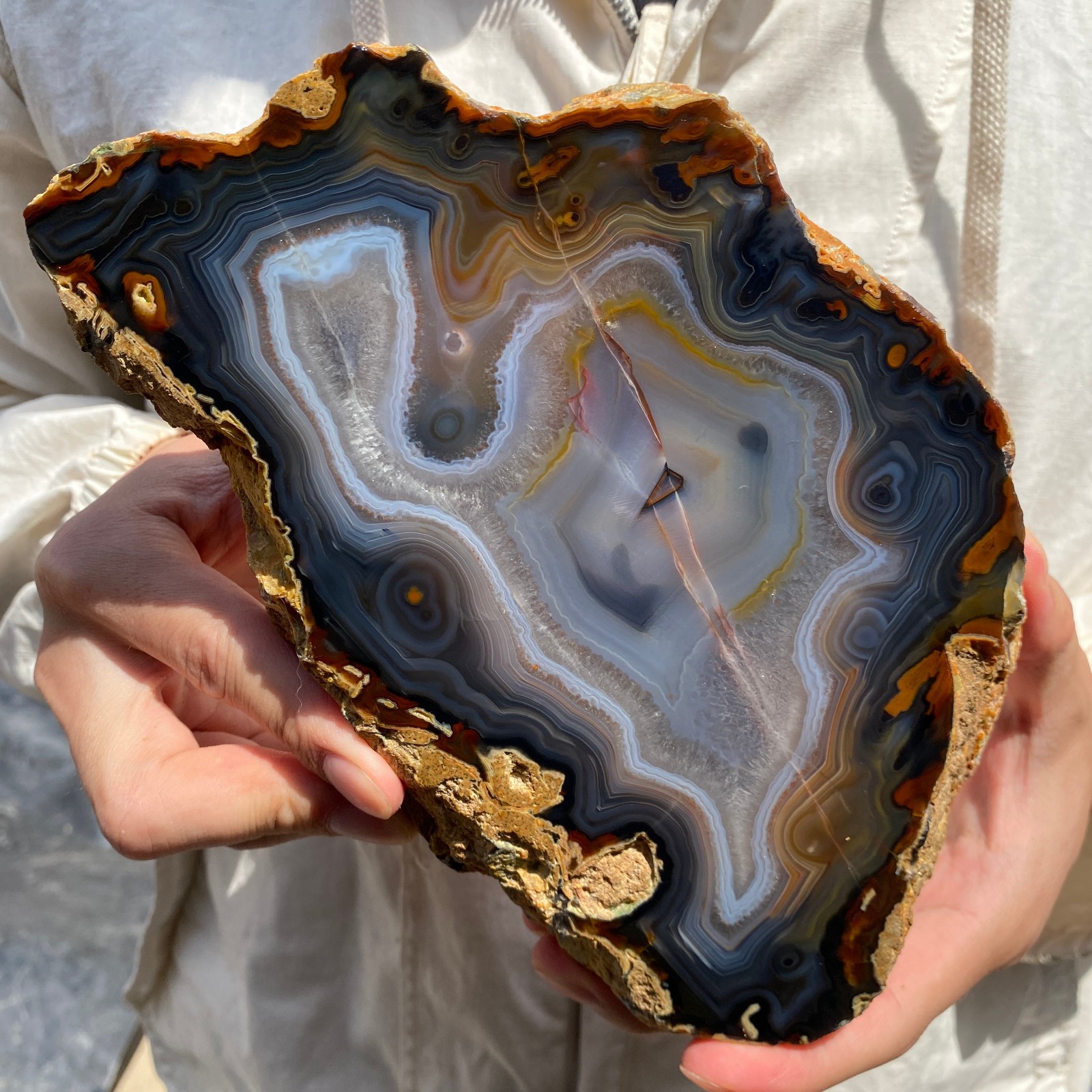 3.7lb Natural colorful Brazilian striped agate crystal Rough polished specimen