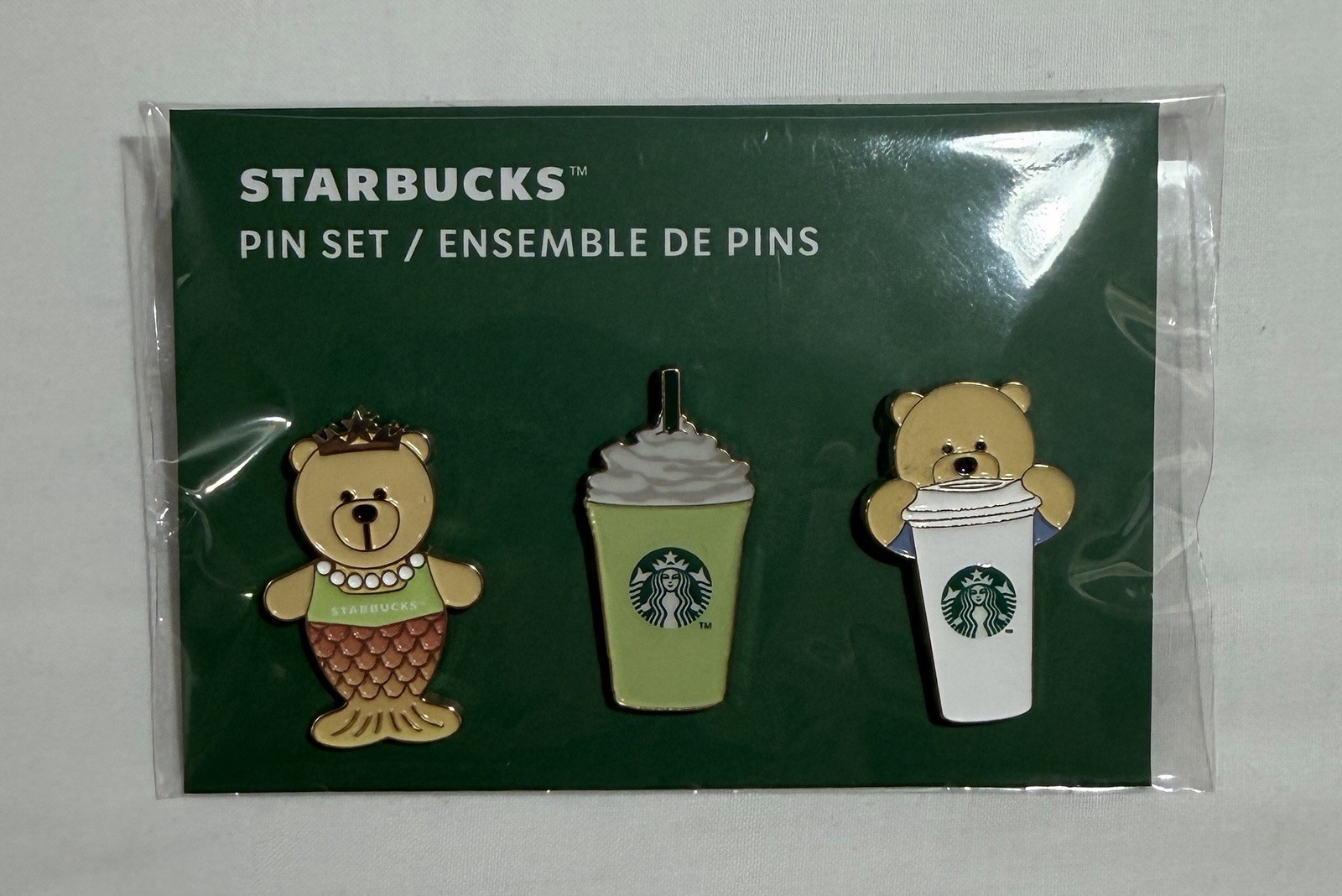 Starbucks Enamel Pin Set Summer Europe Bearista Mermaid Matcha Cups 3 Pcs NEW Starbucks Enamel Pin Set Summer Europe Bearista Mermaid Matcha Cups 3 Pcs NEW