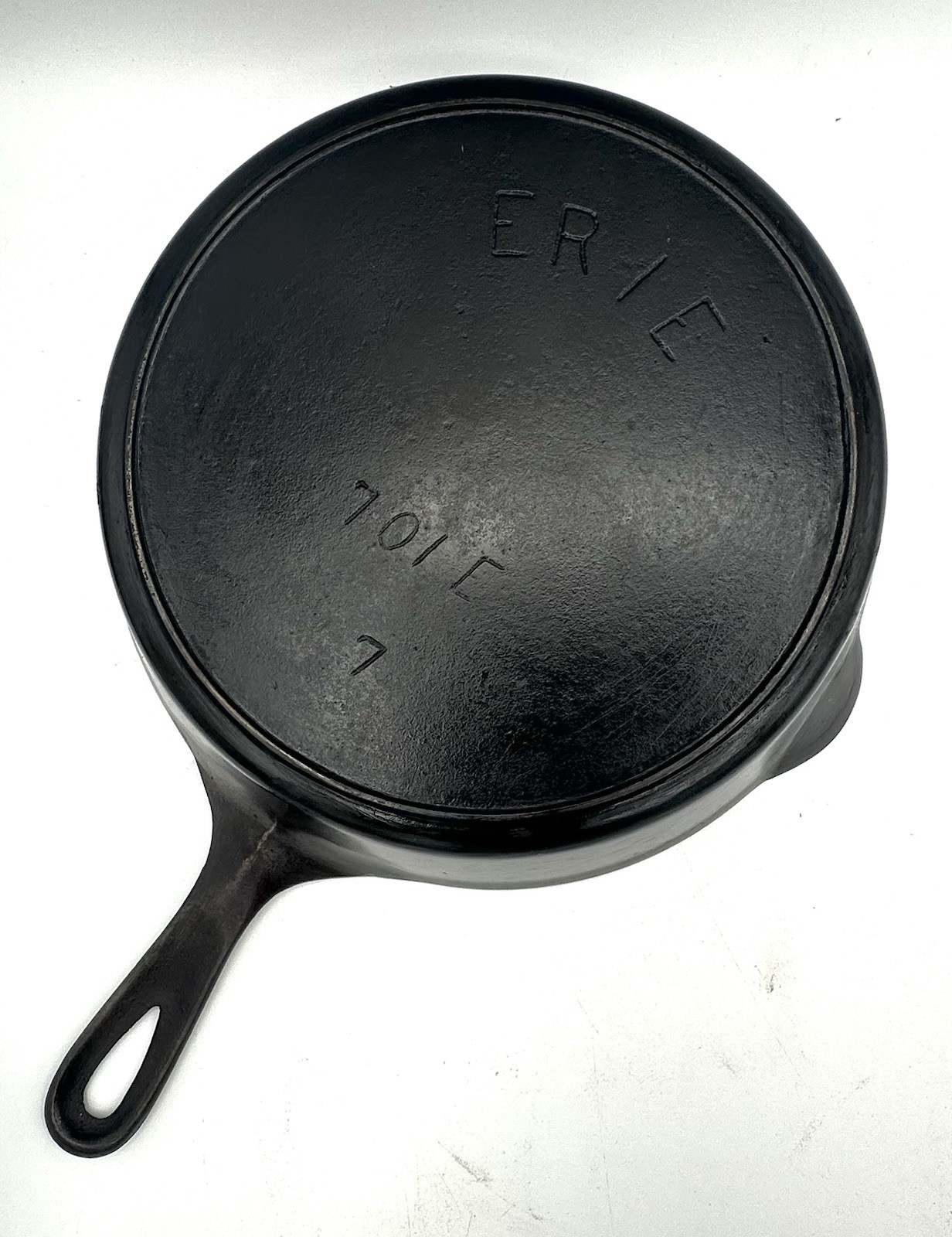 Pre-Griswold Erie No. 7 Cast Iron Skillet Fully Restored Great Condition Flat Pre-Griswold Erie No. 7 Cast Iron Skillet Fully Restored Great Condition Flat