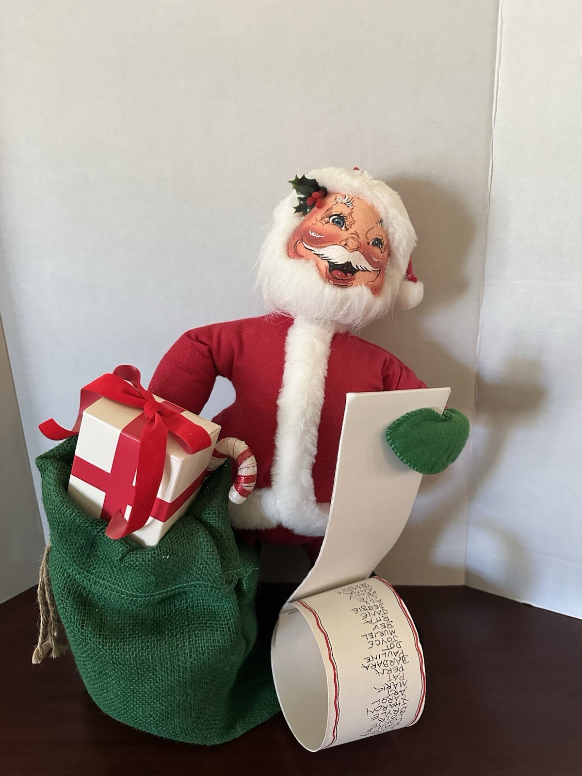 Vintage 1993 ANNALEE Doll Large 16” SANTA CLAUS w/ Toy Bag, Gift and Santa List Vintage 1993 ANNALEE Doll Large 16” SANTA CLAUS w/ Toy Bag, Gift and Santa List