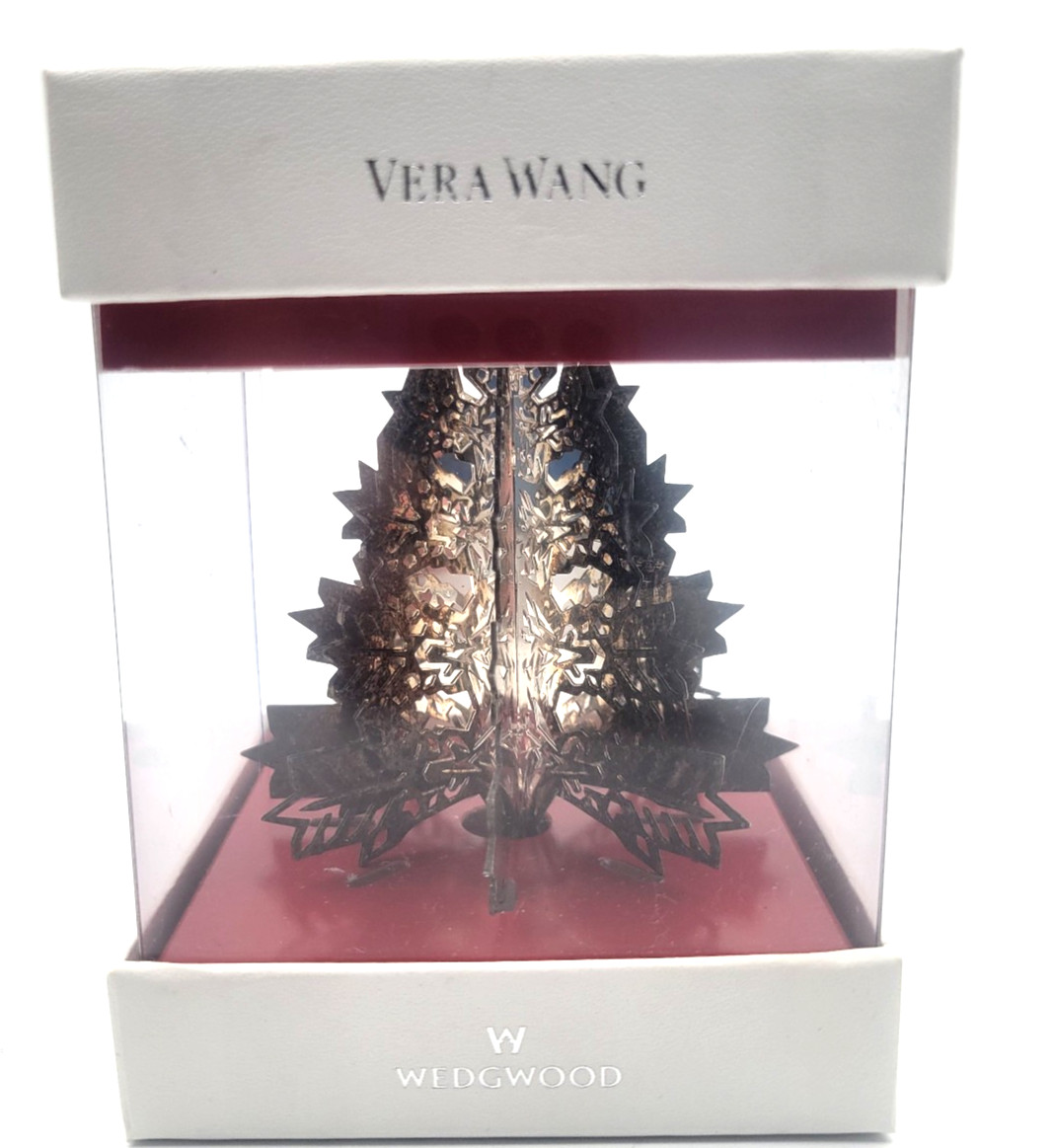 WEDGEWOOD VERA WANG SILVER PLATED CHRISTMAS TREE ORNAMENT 2006 HEAVILY TARNISHED
