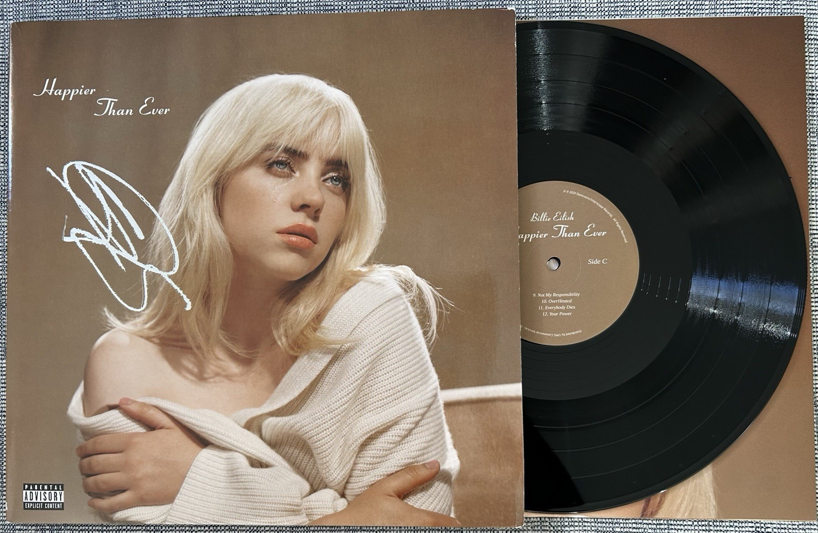 FINNEAS O’CONNELL SIGNED “HAPPIER THAN EVER” VINYL LP BILLIE EILISH BECKETT COA