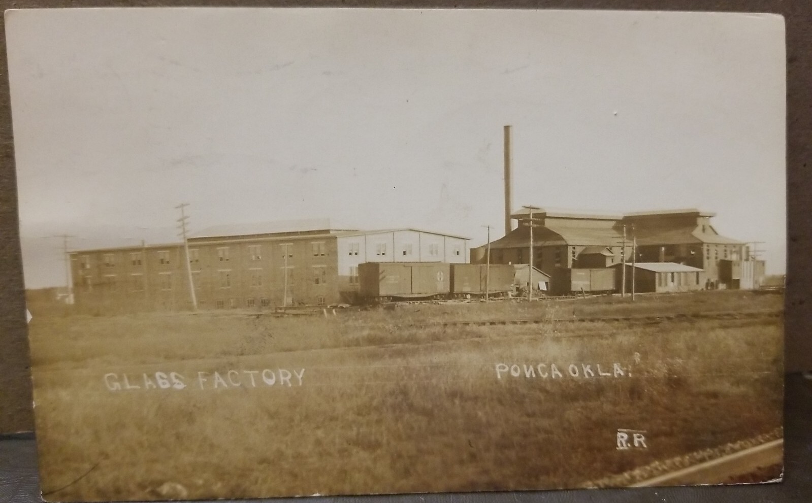 Santa Fe Railroad GLASS FACTORY Ponca Oklahoma Real Photo Postcard RPPC 1912 Santa Fe Railroad GLASS FACTORY Ponca Oklahoma Real Photo Postcard RPPC 1912