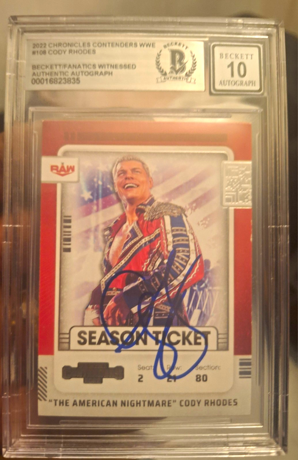 Panini 2022 Chronicles Contenders WWE Cody Rhodes Season Ticket Auto #108 Panini 2022 Chronicles Contenders WWE Cody Rhodes Season Ticket Auto #108