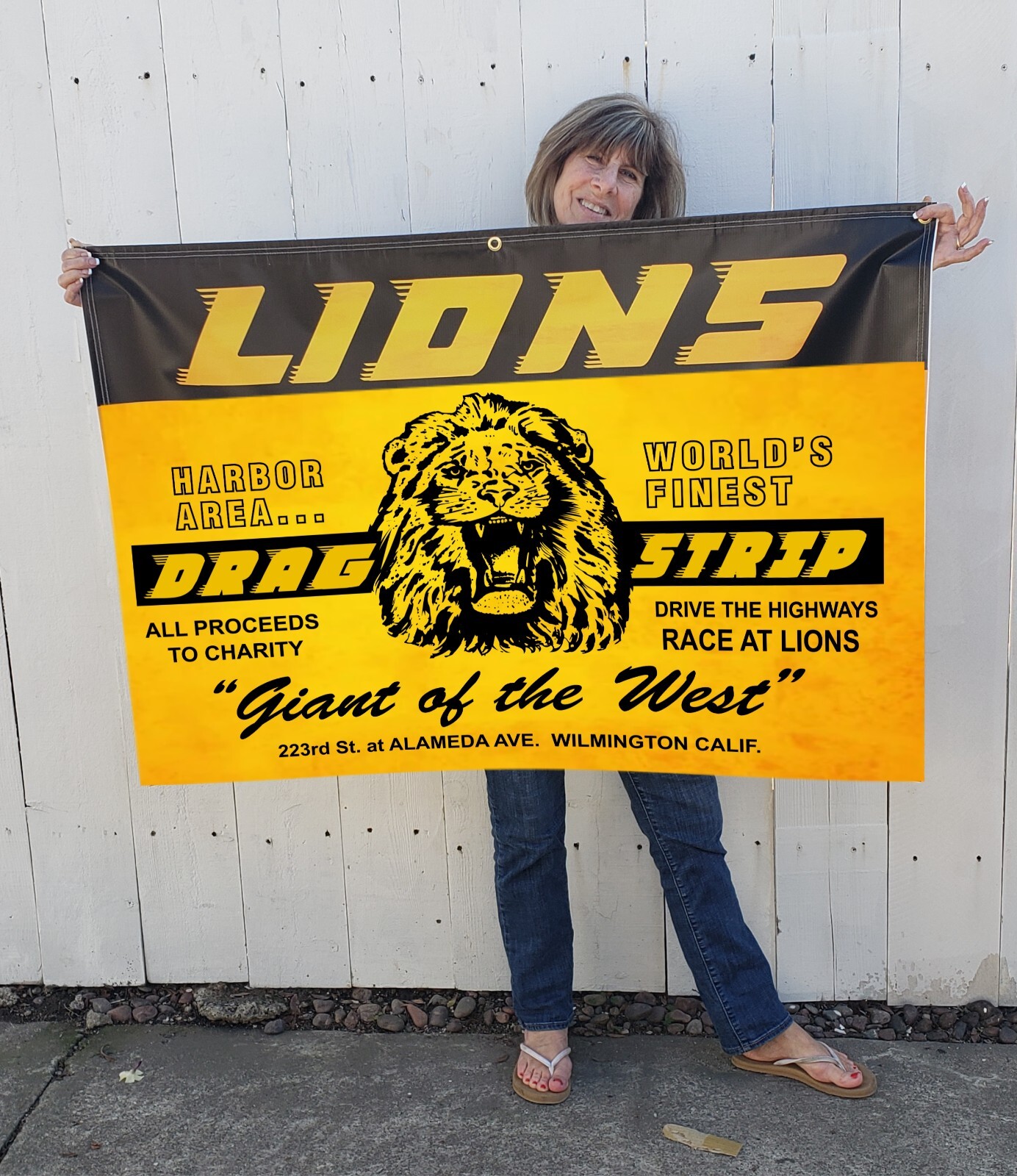 Large Lions Drag Strip Banner gas guys, racing NHRA fan man cave or garage art Large Lions Drag Strip Banner gas guys, racing NHRA fan man cave or garage art