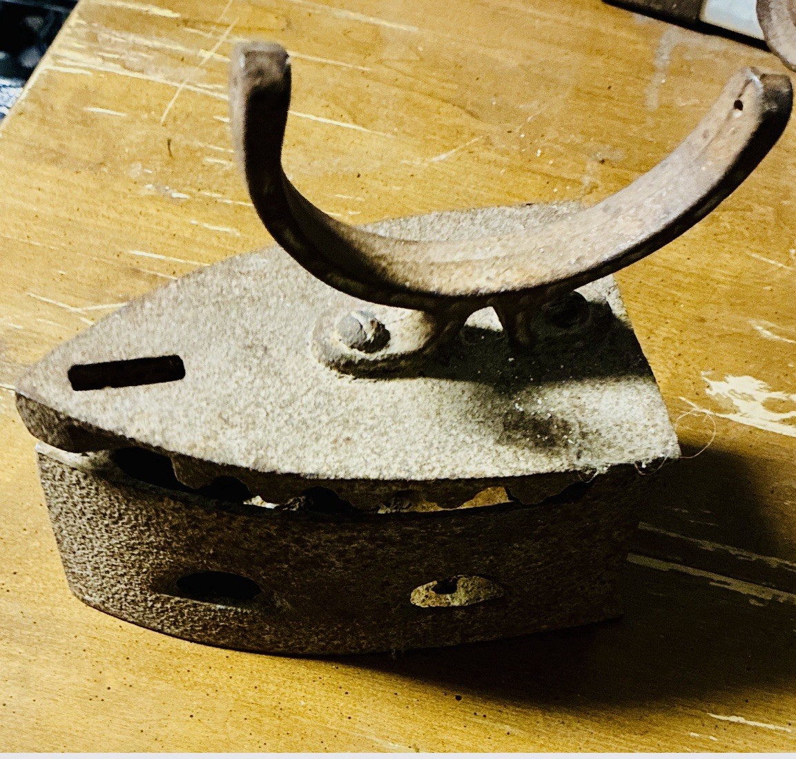 Vintage Hinged Metal charcoal or coal  Iron with Handle,