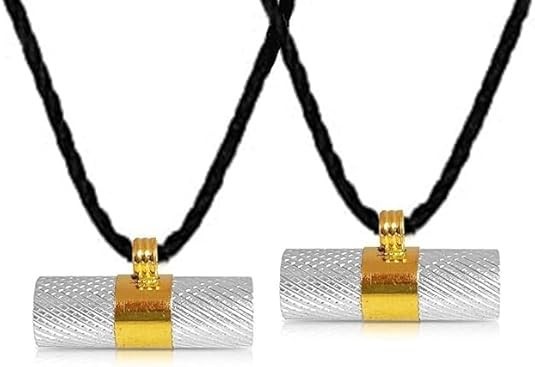 2x Silver & Golden Spiritual Taweez/Taveez Hollow Charm Locket with Black Thread