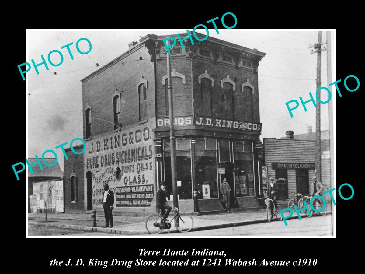 OLD LARGE HISTORIC PHOTO OF TERRE HAUTE INDIANA VIEW OF KINGS DRUG STORE c1910 OLD LARGE HISTORIC PHOTO OF TERRE HAUTE INDIANA VIEW OF KINGS DRUG STORE c1910
