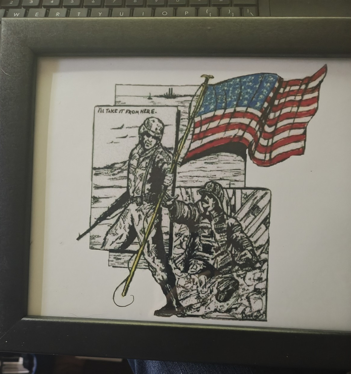 911 NEVER FORGET MILITARY SOLDIER and FIRE FIGHTER SKETCH FRAMED 911 NEVER FORGET MILITARY SOLDIER and FIRE FIGHTER SKETCH FRAMED