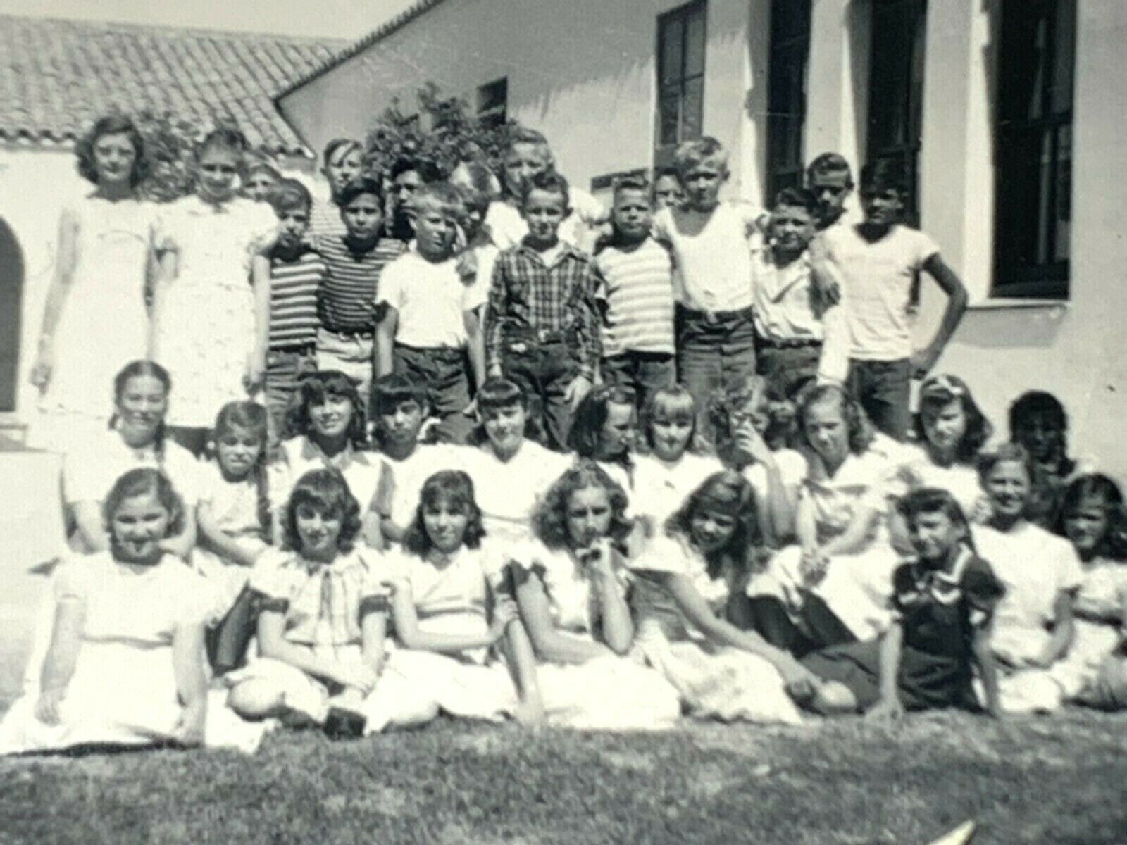 AxH) Found Vintage Photograph 1946 6th Grade Class Photo Girls Boys 
