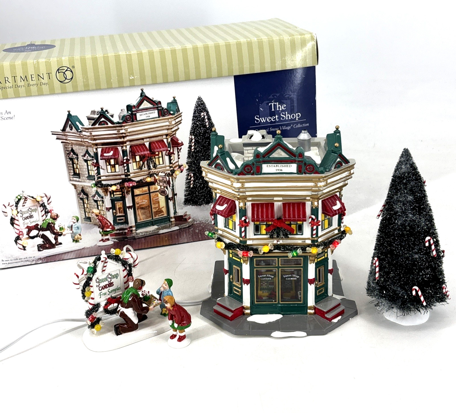 Dept 56 Sweet Shop Holiday Gift Set Snow Village Building Complete Lights Up Dept 56 Sweet Shop Holiday Gift Set Snow Village Building Complete Lights Up