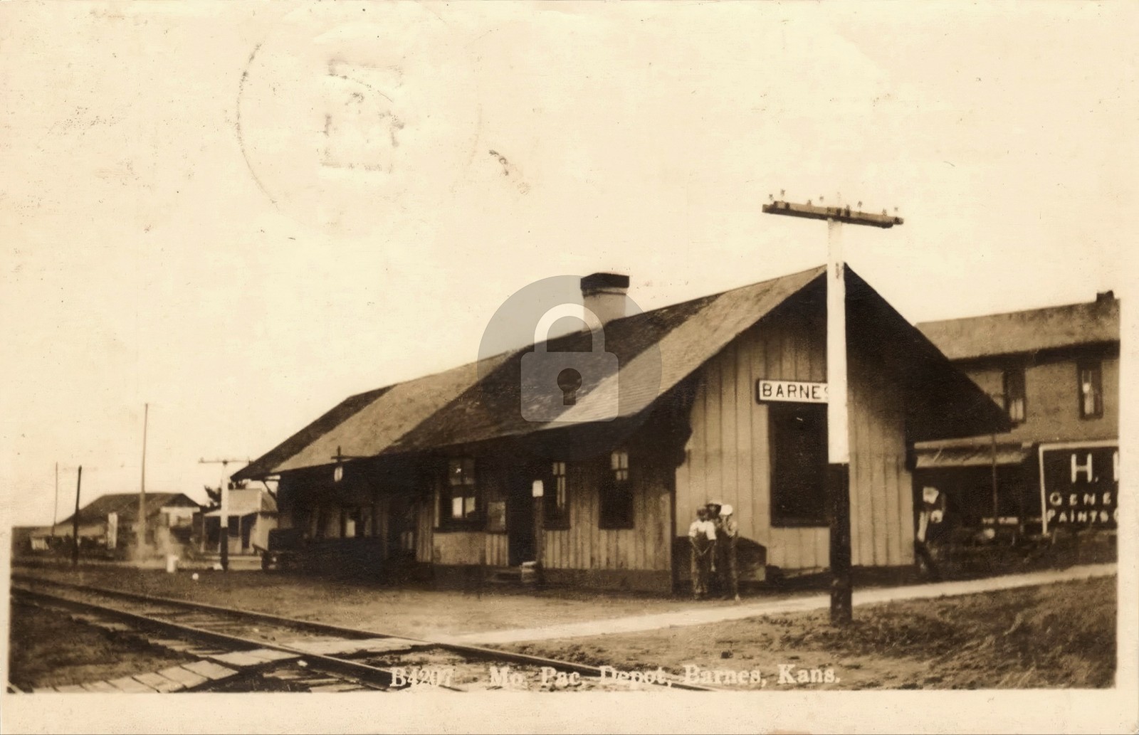 1912 Barnes KS Kansas Train Depot Station Mopac Zercher RPPC Photo Postcard COPY 1912 Barnes KS Kansas Train Depot Station Mopac Zercher RPPC Photo Postcard COPY