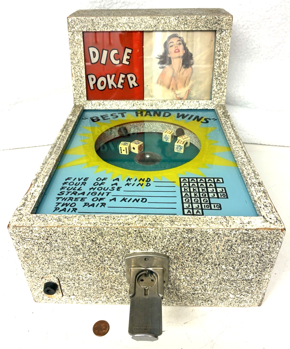 VINTAGE 1933*PENNY ARCADE GAME,DICE POKER,TRADE STIMULATOR,BARTOP,GAMBLING,GIFT VINTAGE 1933*PENNY ARCADE GAME,DICE POKER,TRADE STIMULATOR,BARTOP,GAMBLING,GIFT
