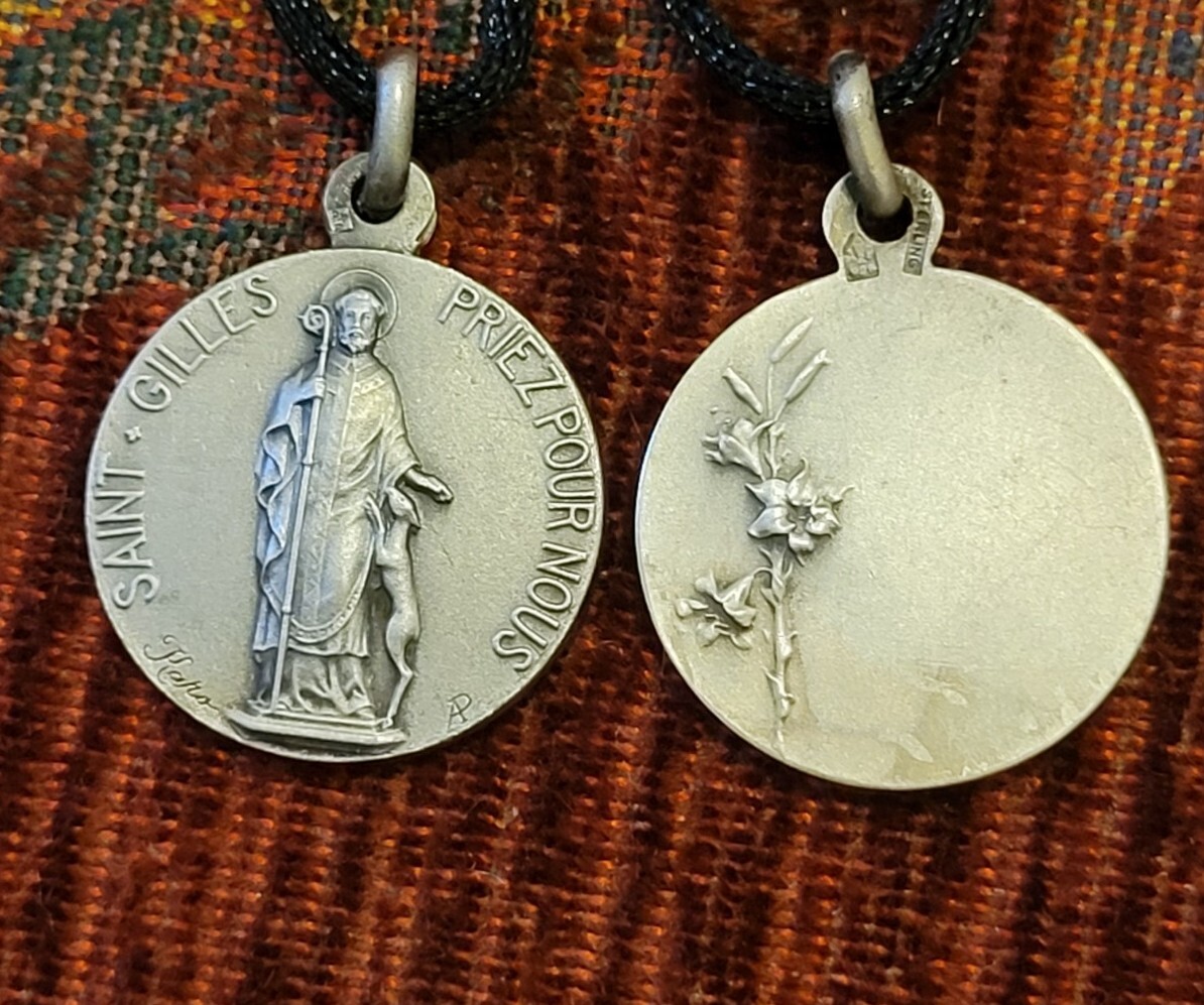 St. Giles Sterling Vintage & New Holy Medal Religious France by Karo-A. Penin