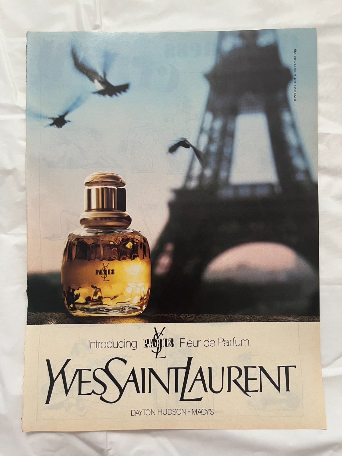 Original 1988 Yves Saint Laurent YSL Paris Fleur de Parfum Print Magazine Ad Original 1988 Yves Saint Laurent YSL Paris Fleur de Parfum Print Magazine Ad