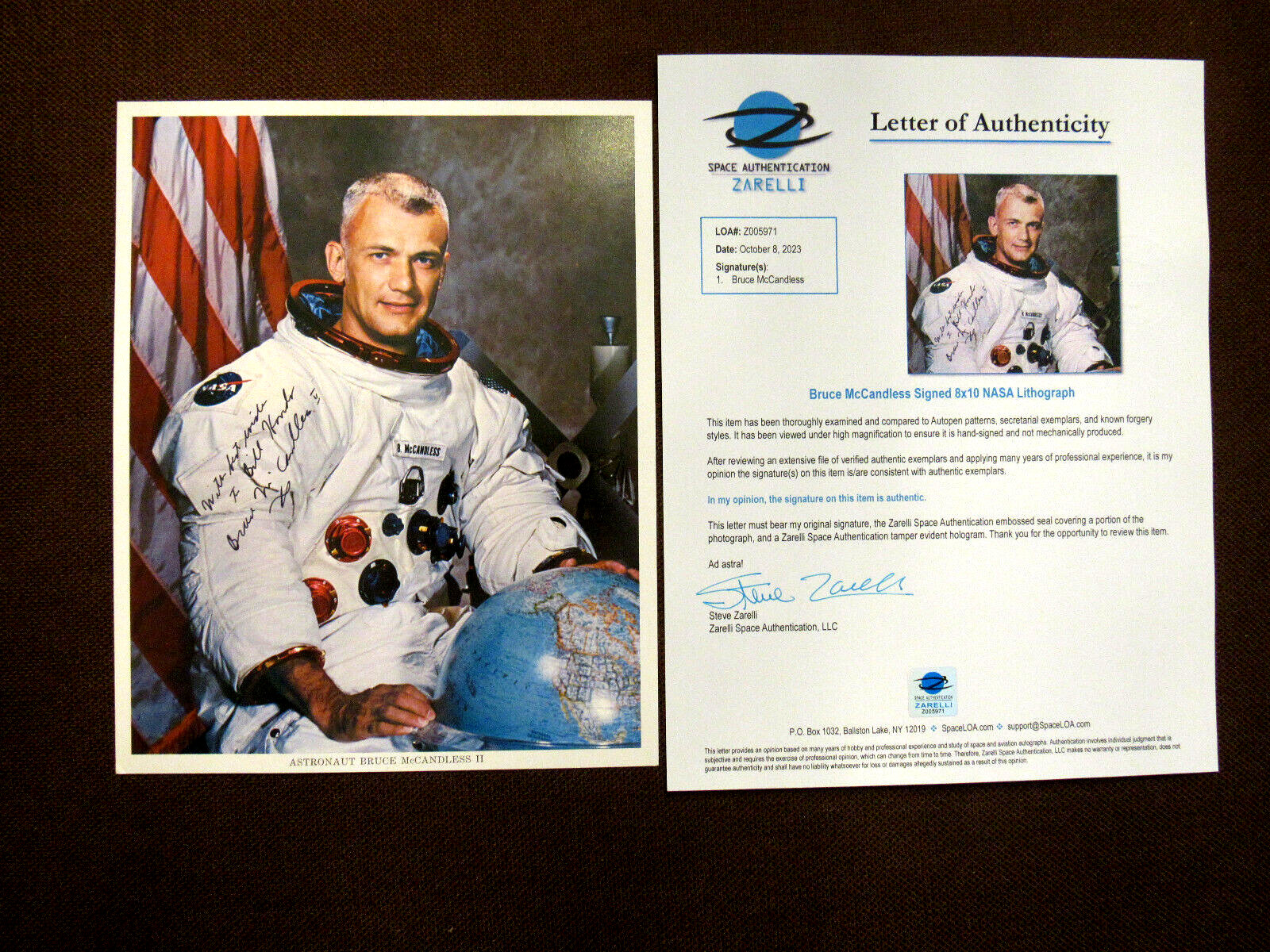 BRUCE MCCANDLESS NASA ASTRONAUT SIGNED AUTO VINTAGE LITHO PHOTO ZARELLI BEAUTY BRUCE MCCANDLESS NASA ASTRONAUT SIGNED AUTO VINTAGE LITHO PHOTO ZARELLI BEAUTY