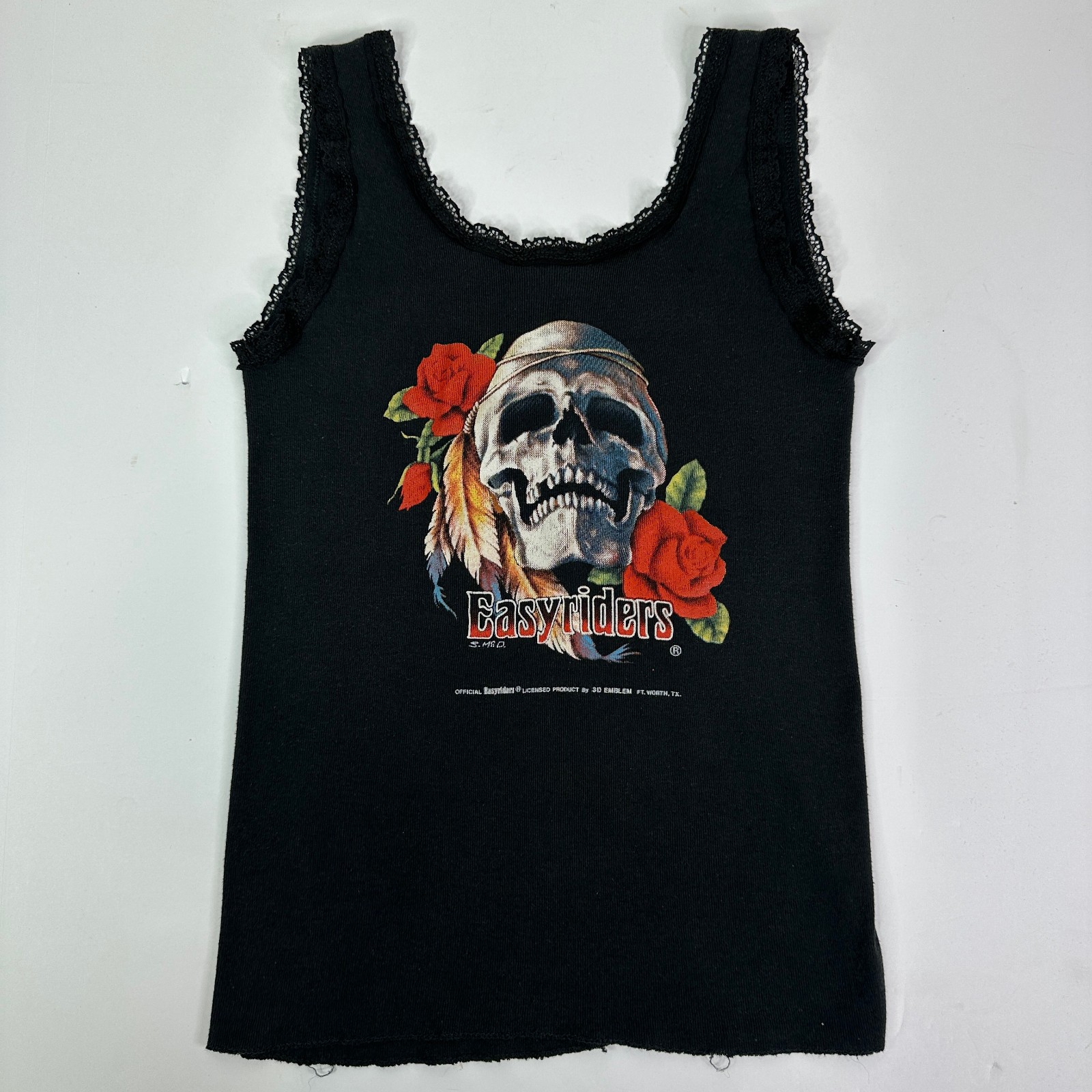 Vintage 3D Emblem Easyriders Womens Tank Top XL Skull Roses NY Harley 80s Vtg Vintage 3D Emblem Easyriders Womens Tank Top XL Skull Roses NY Harley 80s Vtg