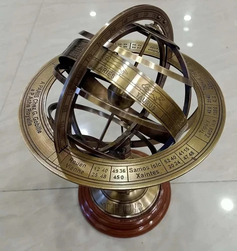 Antique Brass Engraved Armillary 12'' Tabletop Nautical Sphere World Armillary Antique Brass Engraved Armillary 12'' Tabletop Nautical Sphere World Armillary