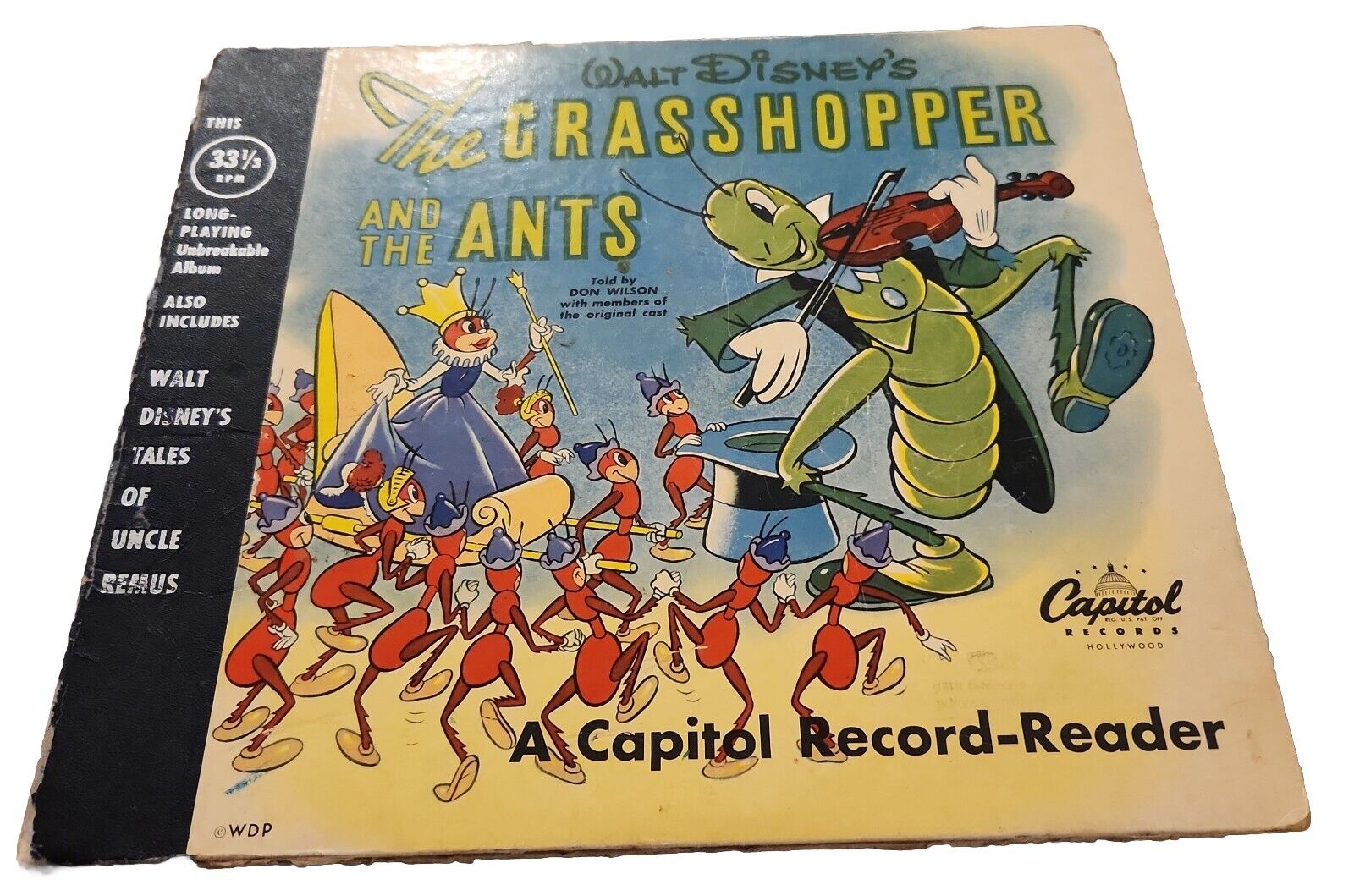 Vintage 1949 Walt Disney's Capitol Record Reader - Grasshopper And The Ants