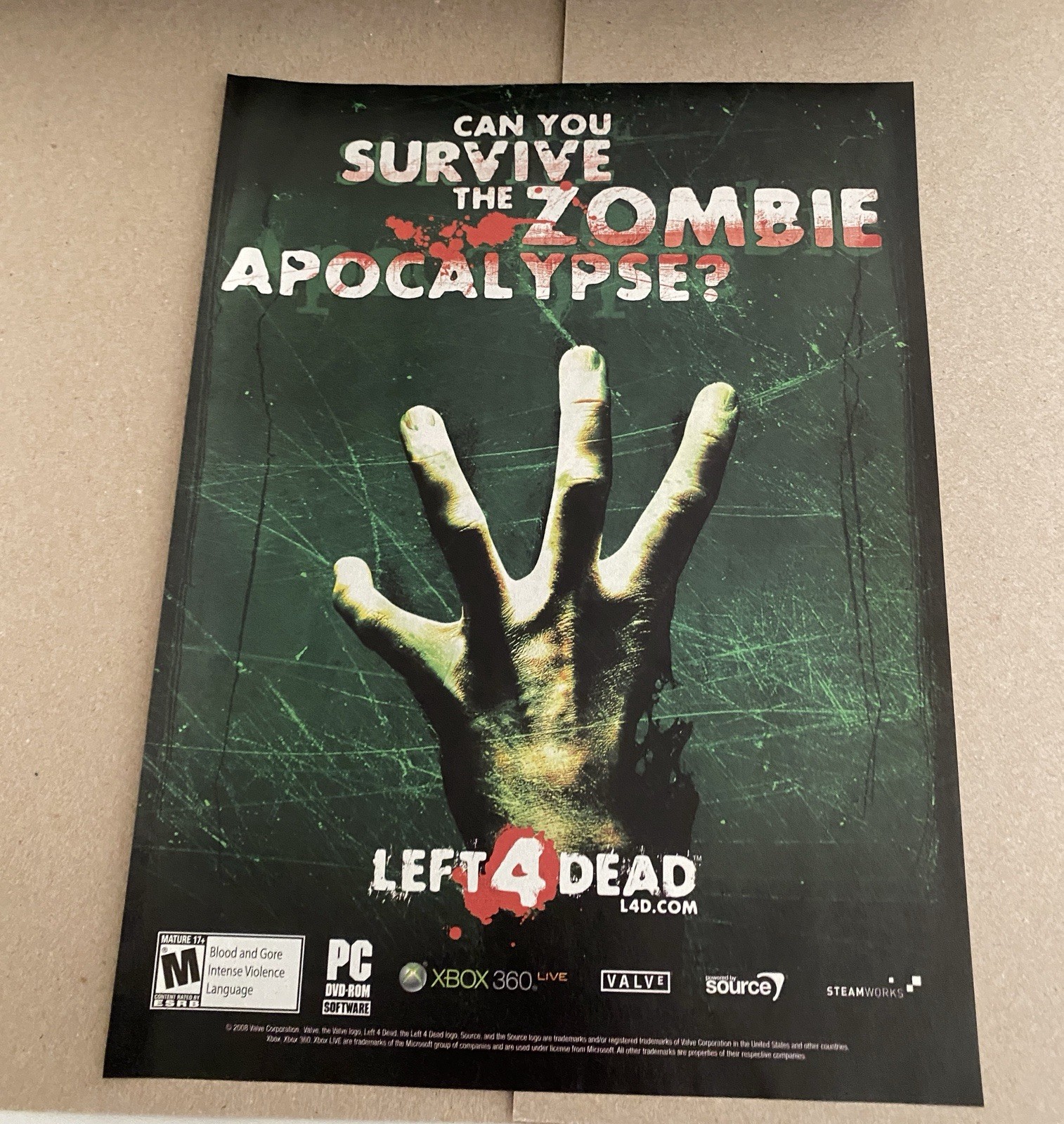 2008 Left 4 Dead New From Valve Xbox 360 PC Poster Print Ad 2008 Left 4 Dead New From Valve Xbox 360 PC Poster Print Ad