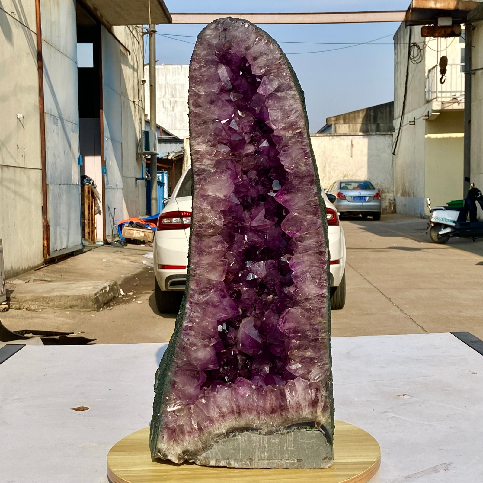 69.8LB  Natural Amethyst Geode Quartz Crystal Cluster Cathedral Energy healing