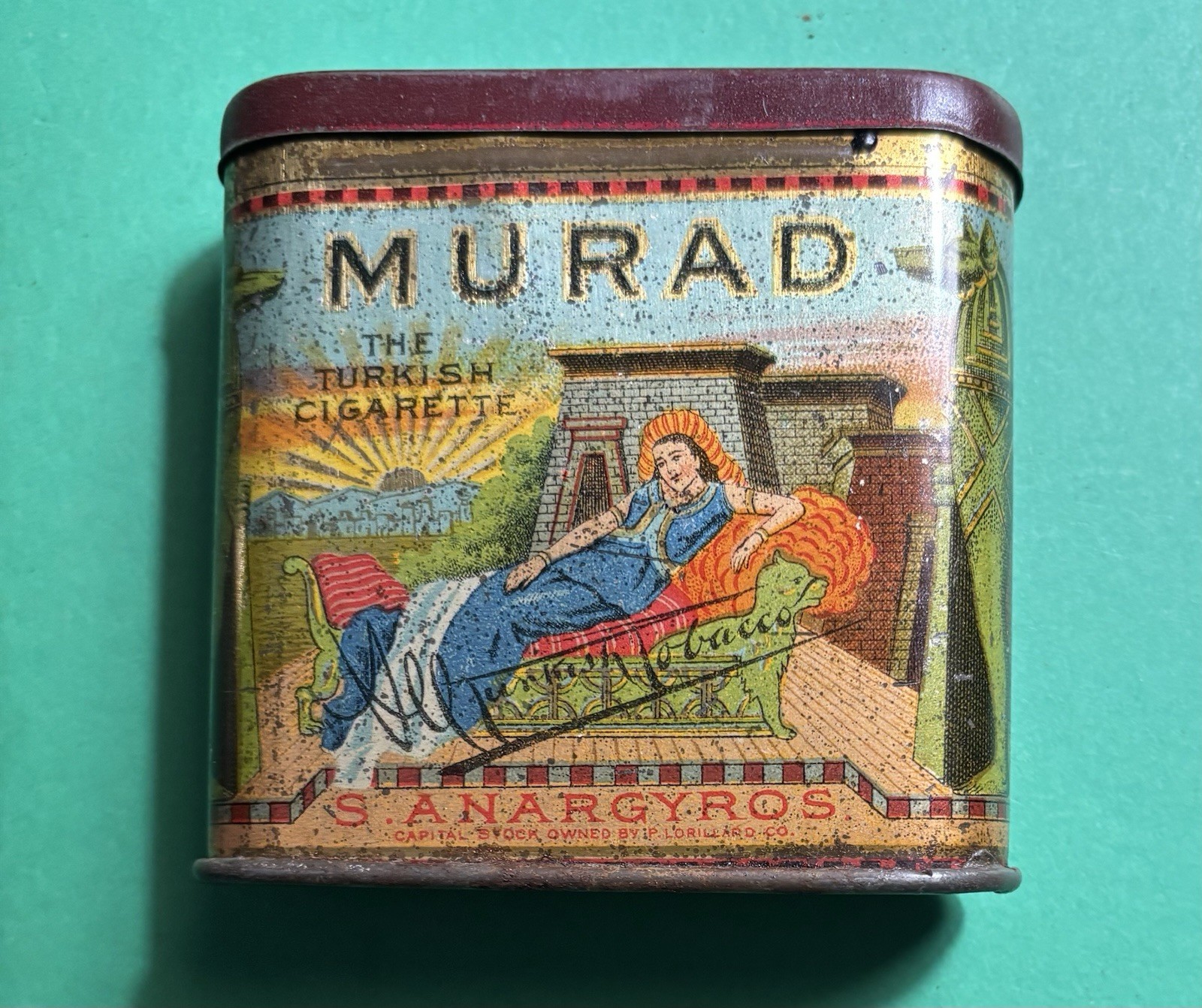 Vintage Murad Turkish Cigarettes Tobacco Tin 20 count size RARE Vintage Murad Turkish Cigarettes Tobacco Tin 20 count size RARE