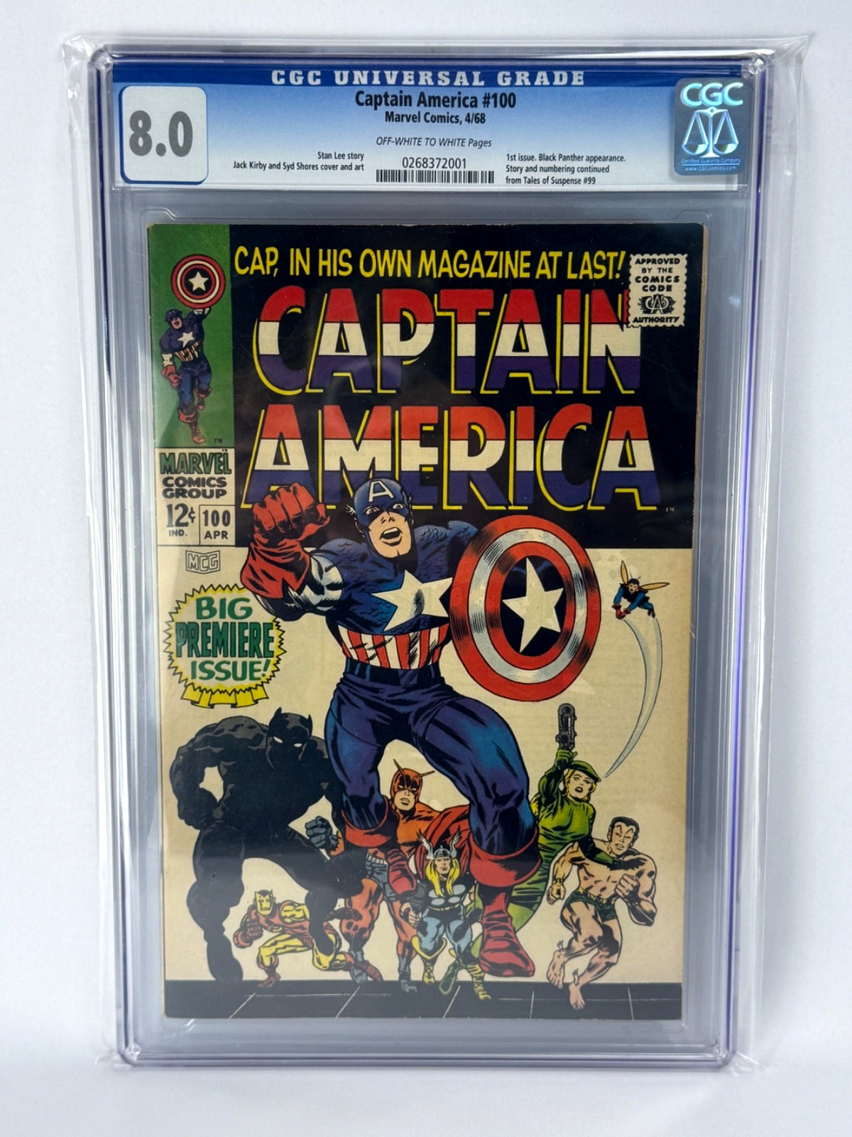 Marvel 1968 CAPTAIN AMERICA # 100 CGC 8.0 OWW His First Book / Black Panther Marvel 1968 CAPTAIN AMERICA # 100 CGC 8.0 OWW His First Book / Black Panther