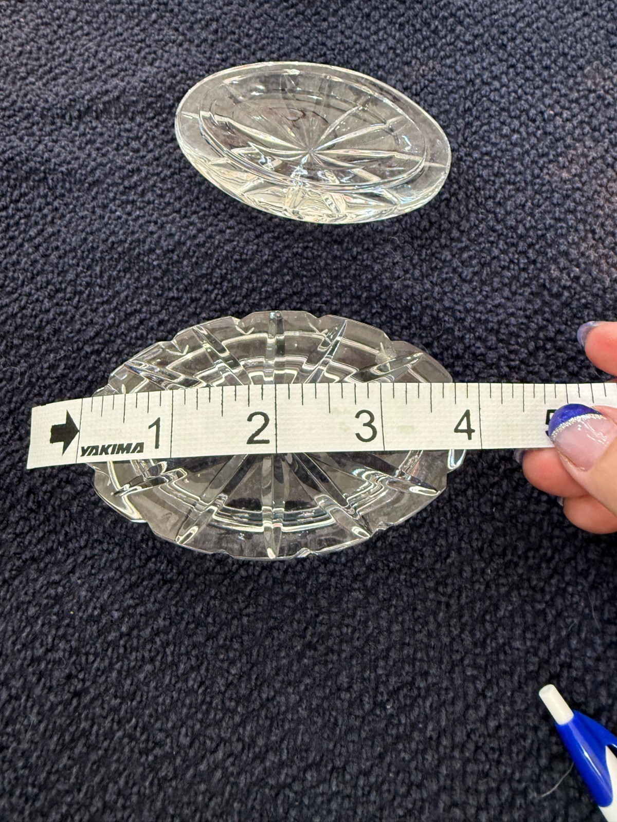 Vintage Cut Crystal Keepsake Box with Lid Oval Pinwheel Pattern