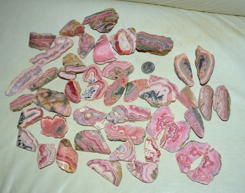 43 pcs lot Rhodochrosite slabs w/patterns from Argentina Wholesale Bulk 43 pcs lot Rhodochrosite slabs w/patterns from Argentina Wholesale Bulk