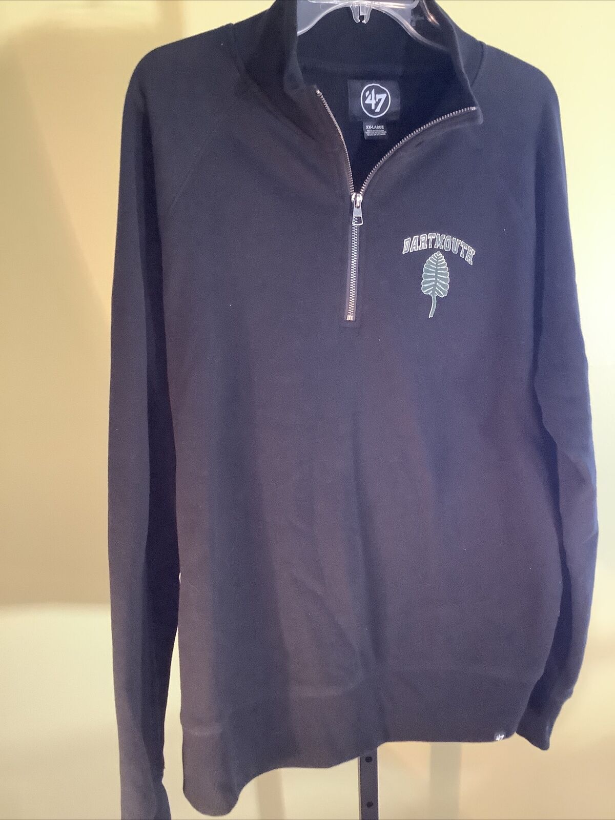 2XL~Dartmouth College®️’47 Brand Half Zip Sweatshirt~Black & Green