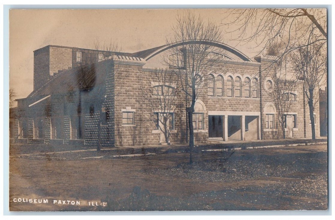 c1910\'s Coliseum Building View Paxton Illinois IL RPPC Photo Unposted Postcard