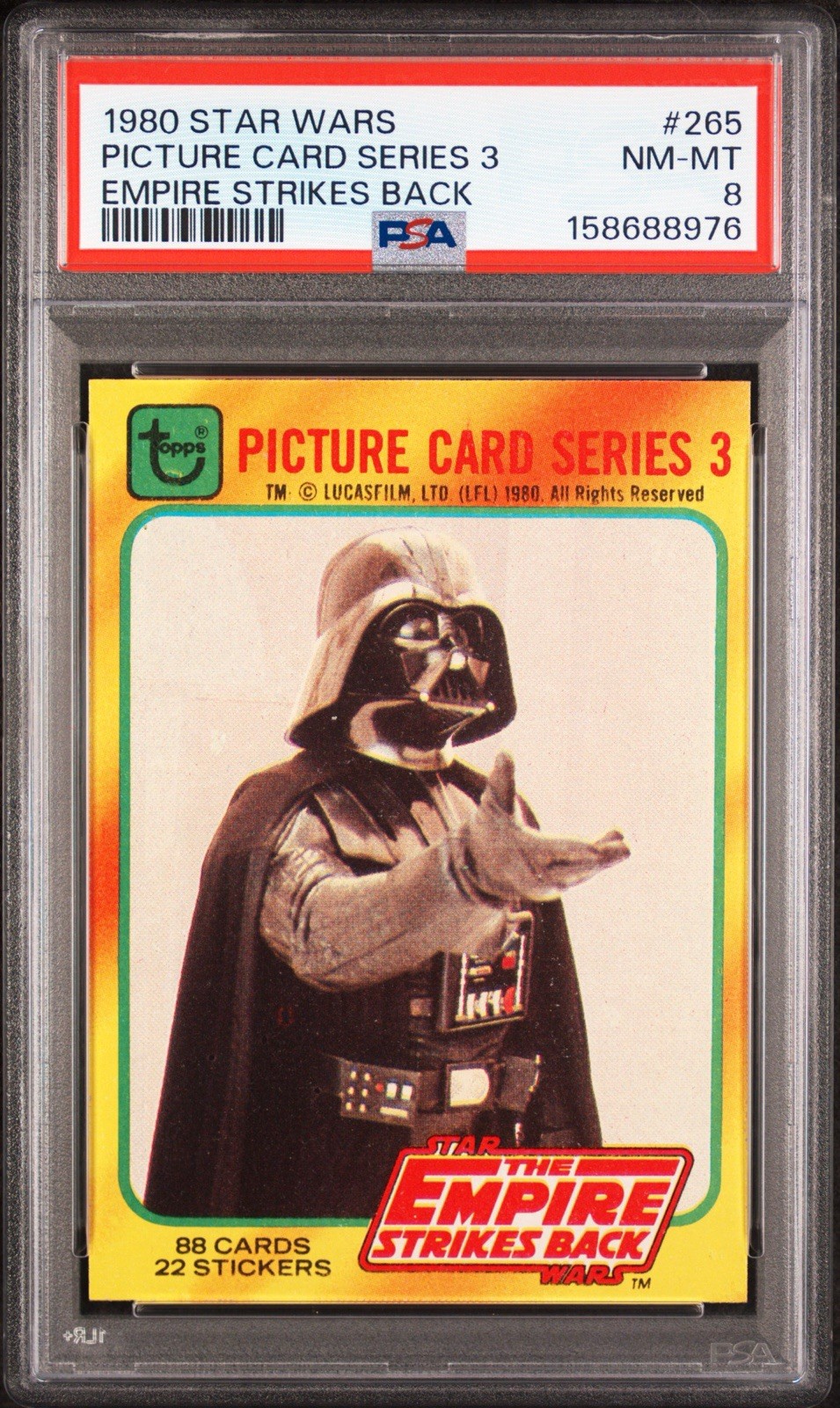 1980 Topps Star Wars Empire Strikes Back S3 Title Card Darth Vader #265 PSA 8 1980 Topps Star Wars Empire Strikes Back S3 Title Card Darth Vader #265 PSA 8