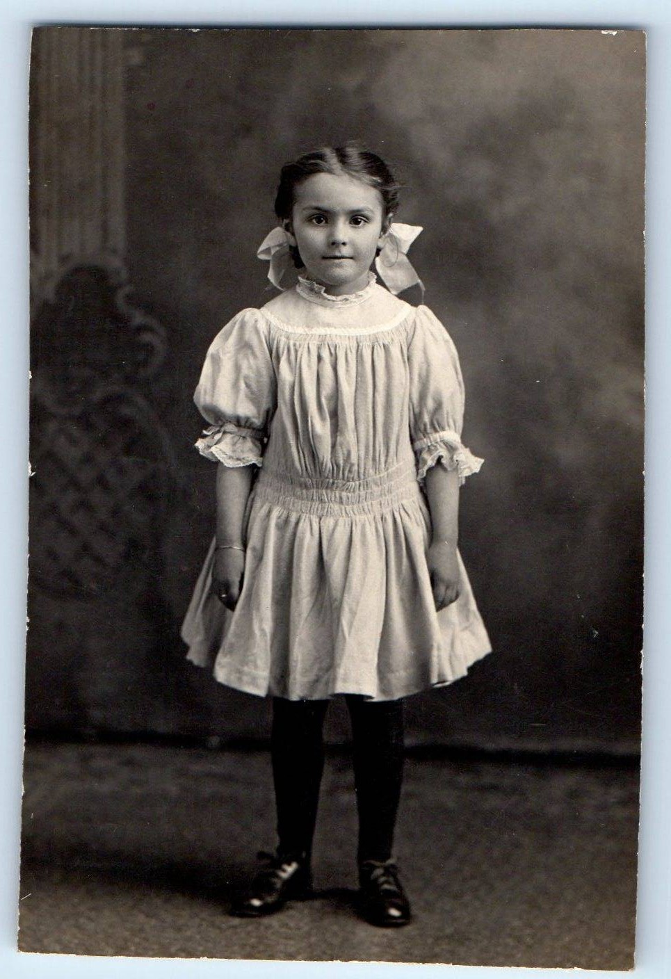 c1910's Pretty Young Girl Studio RPPC Photo Unposted Antique Postcard