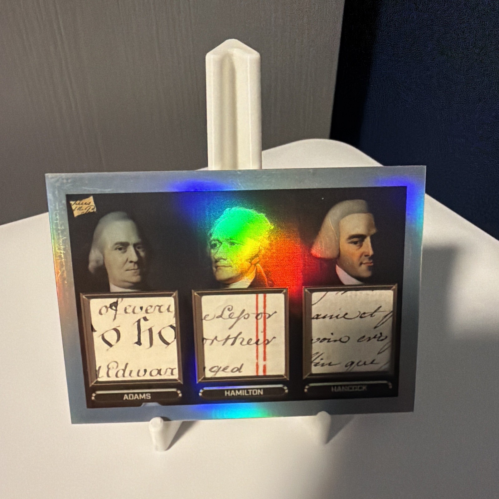 SAMUEL ADAMS, ALEXANDER HAMILTON, JOHN HANCOCK TRIPLE HANDWRITING RELIC #118