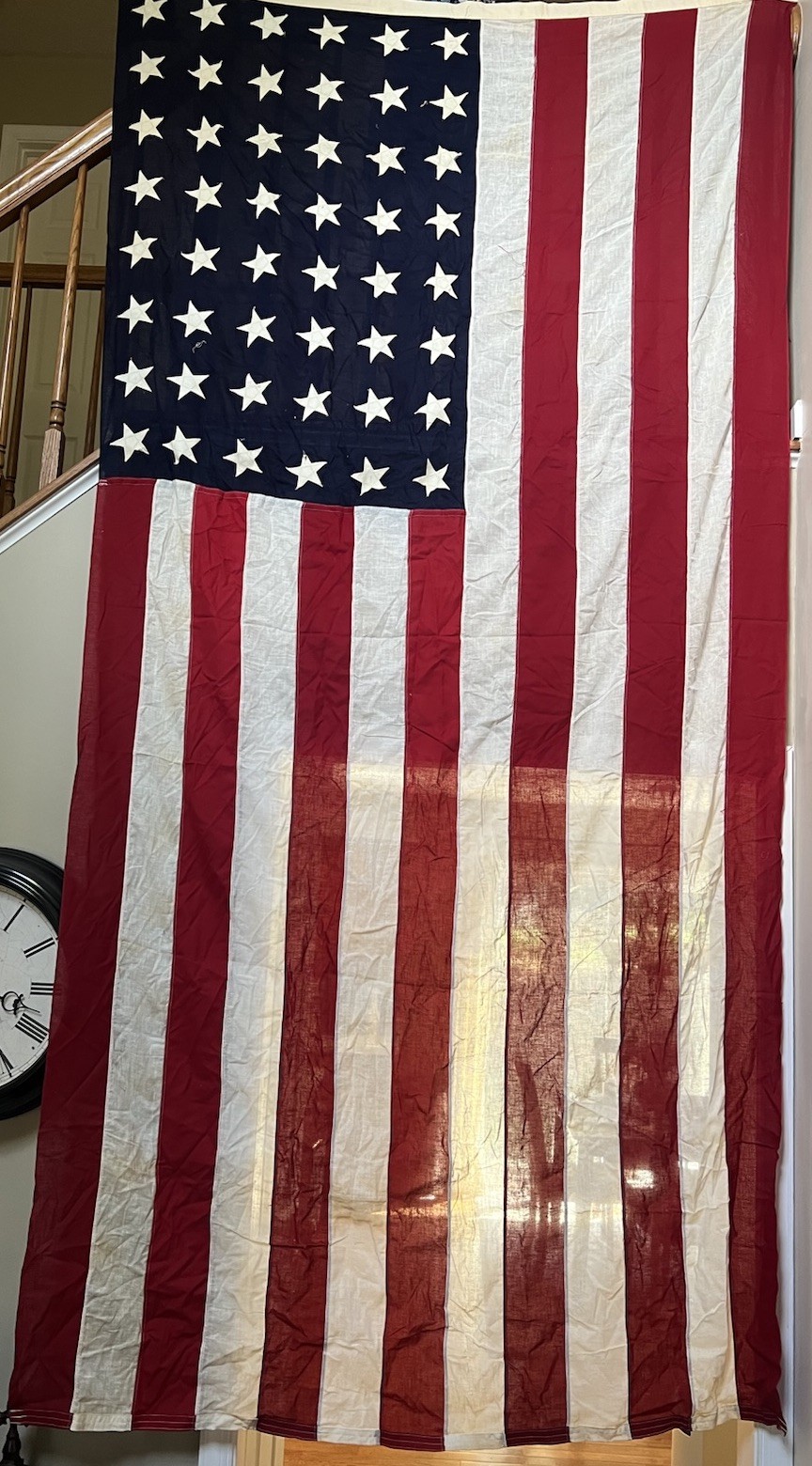 VTG United Service Co. NYC American Flag Cloth USA 48 Stars Sewn LARGE 9 Ft 🇺🇸