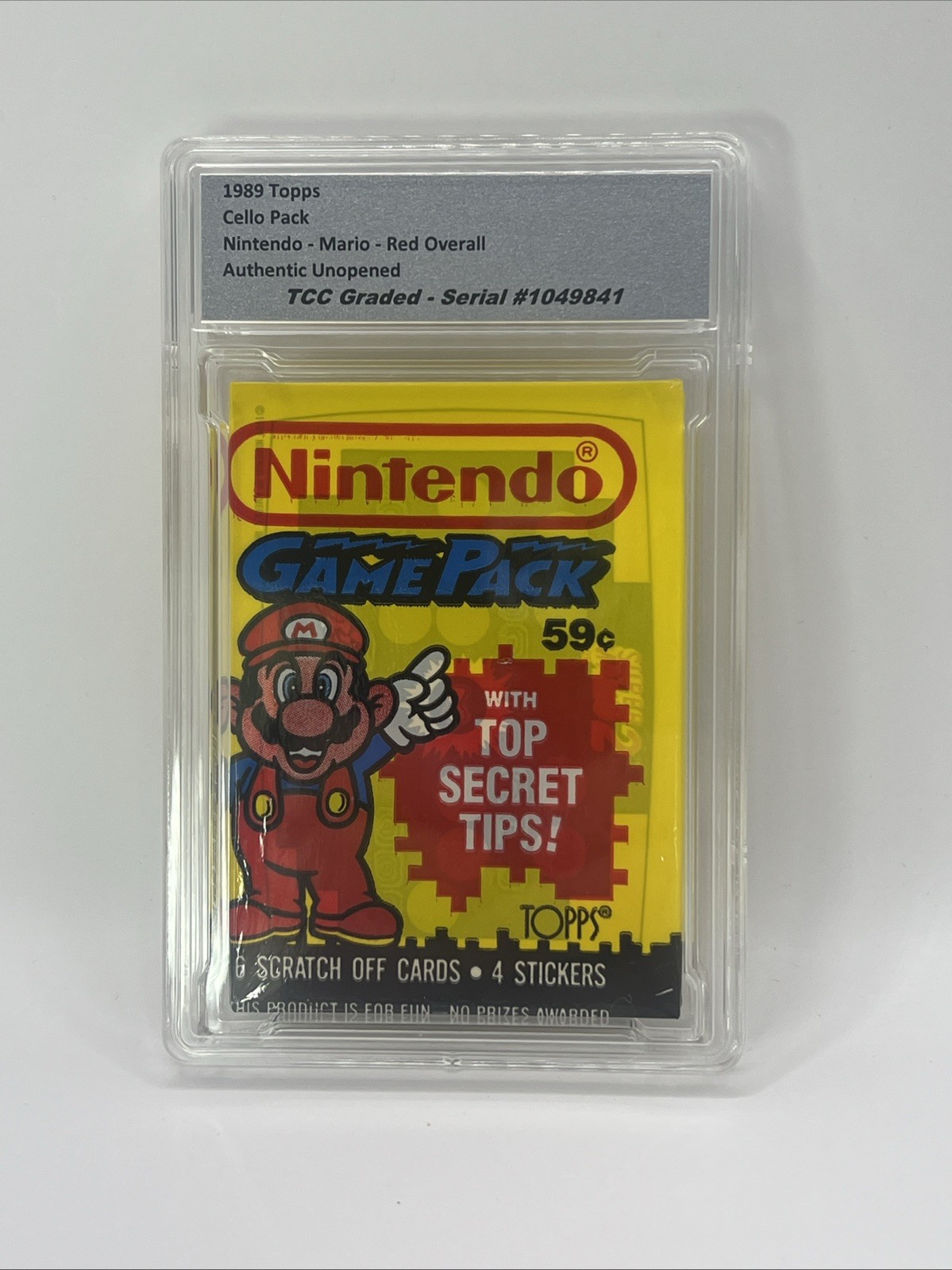 1989 Topps Nintendo Mario Red Overall Cello Pack Authentic Unopened Encapsulated