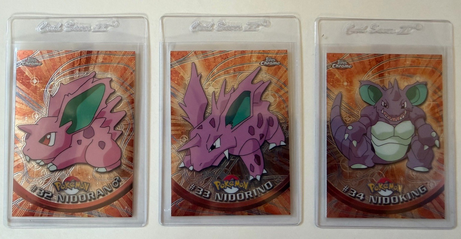 2000 Topps Chrome Pokemon Nidoking #34 Nidorino #33 Nidoran #32 High Grade 2000 Topps Chrome Pokemon Nidoking #34 Nidorino #33 Nidoran #32 High Grade