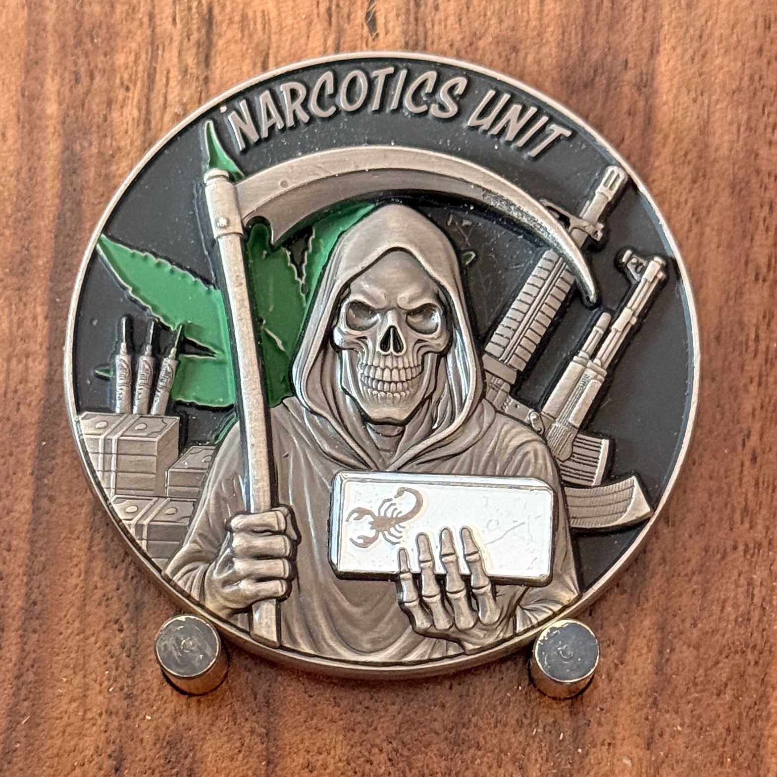 Mooresville PD Narcotics Unit Grim Reaper Rat Police Challenge Coin 1#47 Mooresville PD Narcotics Unit Grim Reaper Rat Police Challenge Coin 1#47