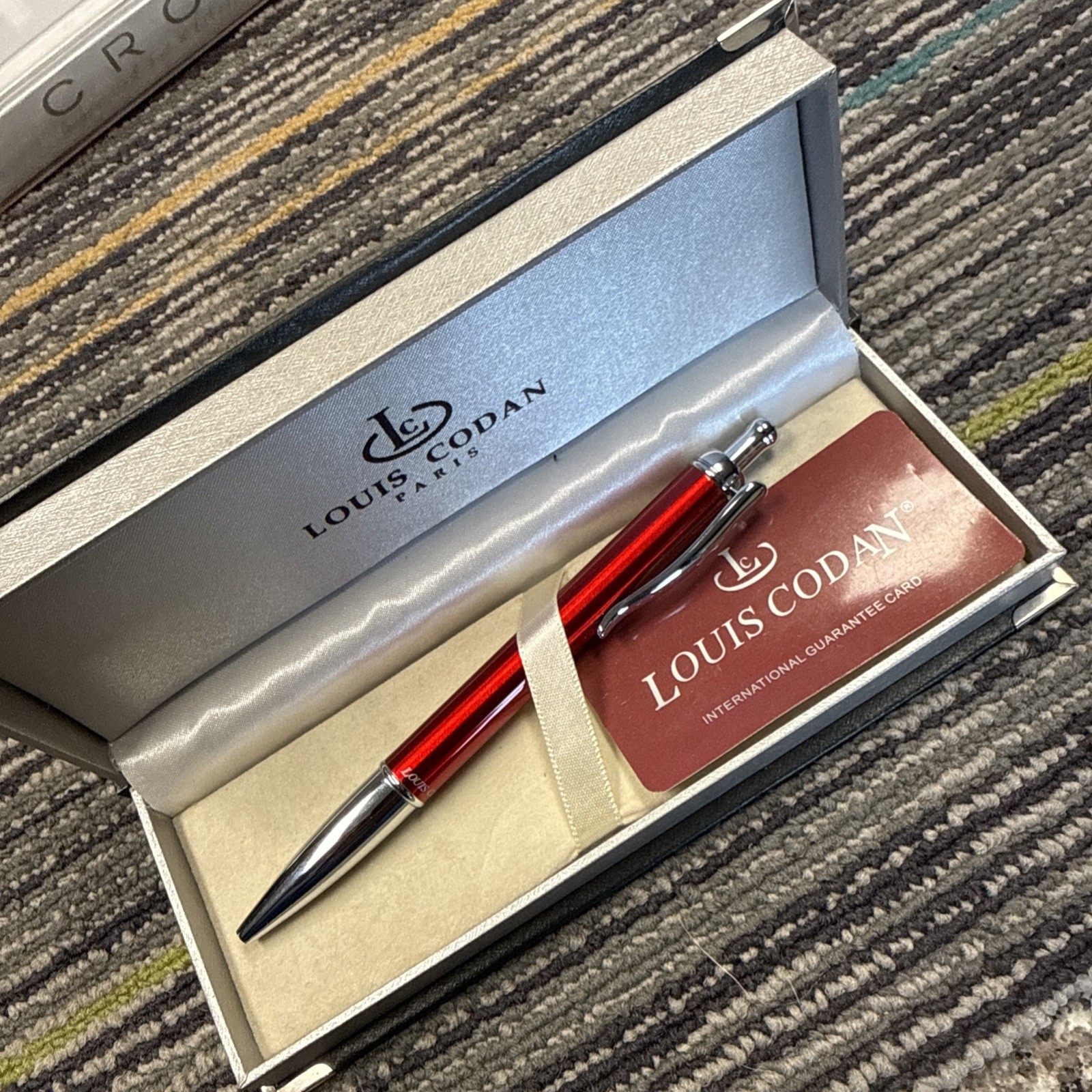Louis Codan Pen Ball Point Red and Silver Pen NOS In Box Vintage