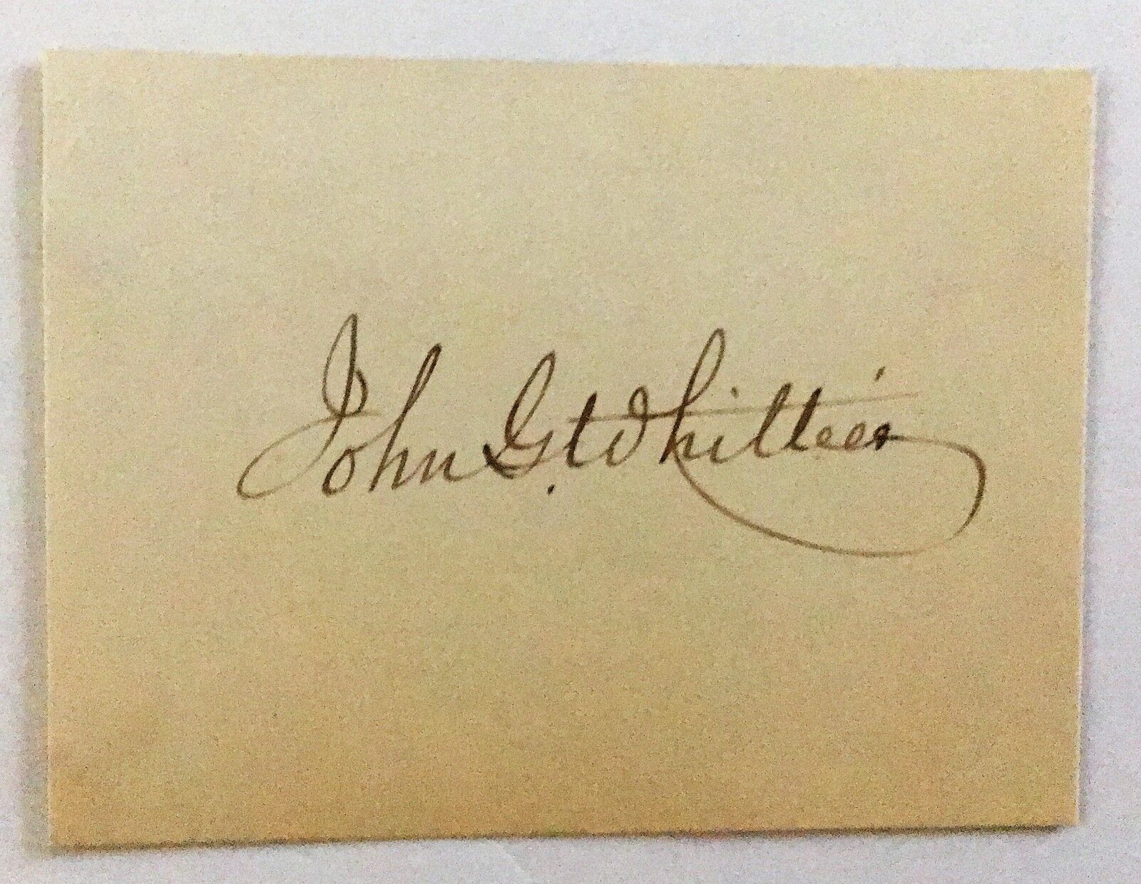 John Greenleaf Whittier Signed Autographed 2.5 x 3.5 Card Full JSA Letter