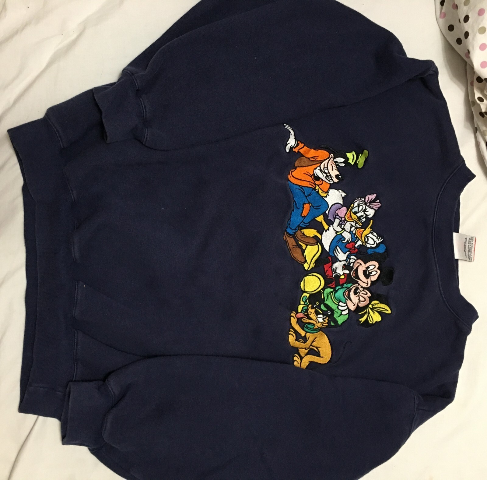 VTG 1990s Mickey Inc Goofy Pluto & friends embroidered Sweatshirt S/M Hong Kong