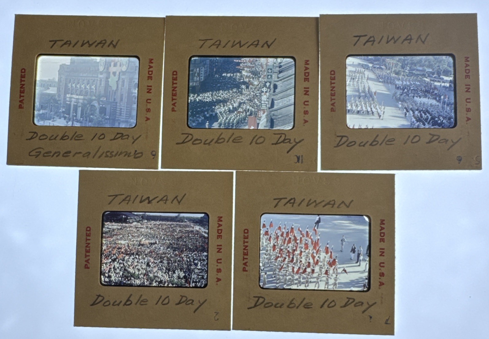 Vintage 1959 Taiwan Double Ten Day 35mm Slides Lot of 5 Parade Generalissimo Vintage 1959 Taiwan Double Ten Day 35mm Slides Lot of 5 Parade Generalissimo